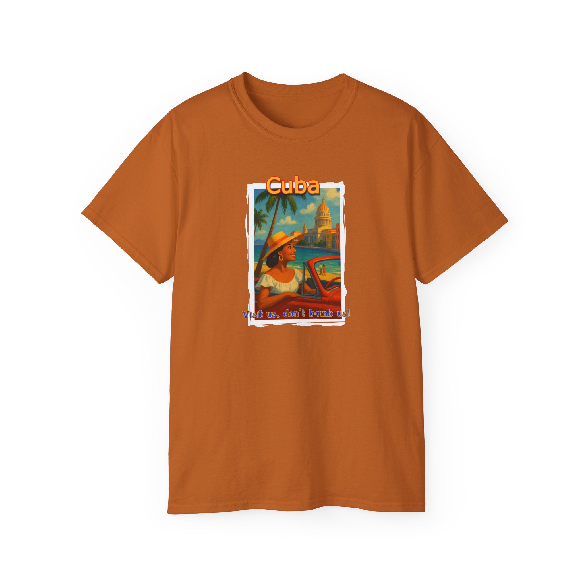 Mid weight cotton T shirt - "Cuba" Vintage Travel Poster Art print