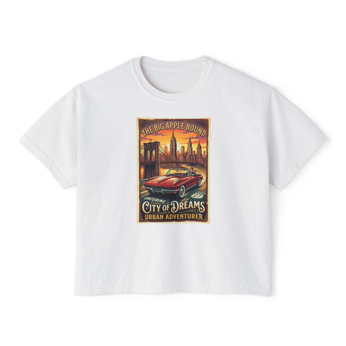 'City of Dreams' Vintage Car Tee — Women's Boxy 100% cotton style T shirt