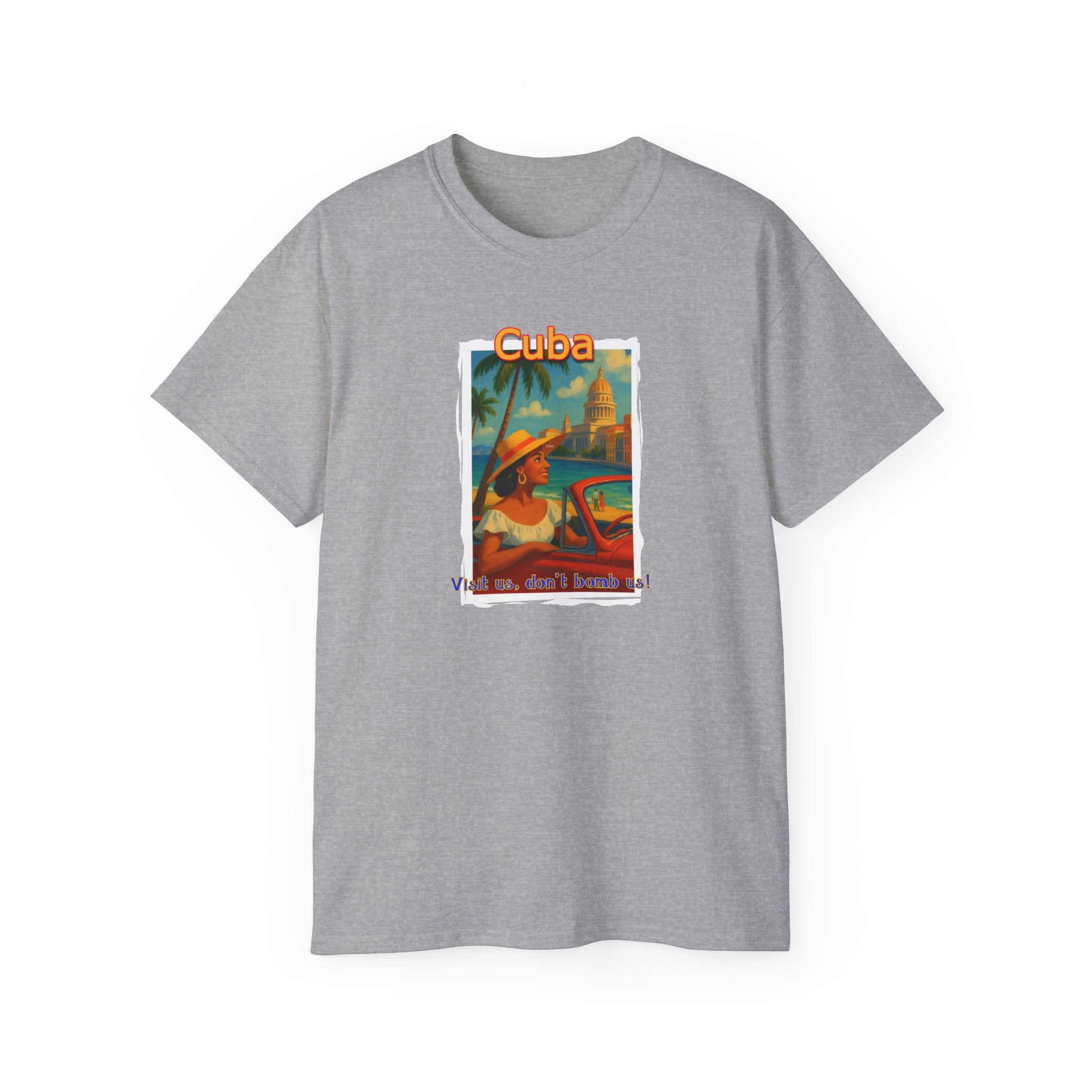 Mid weight cotton T shirt - "Cuba" Vintage Travel Poster Art print