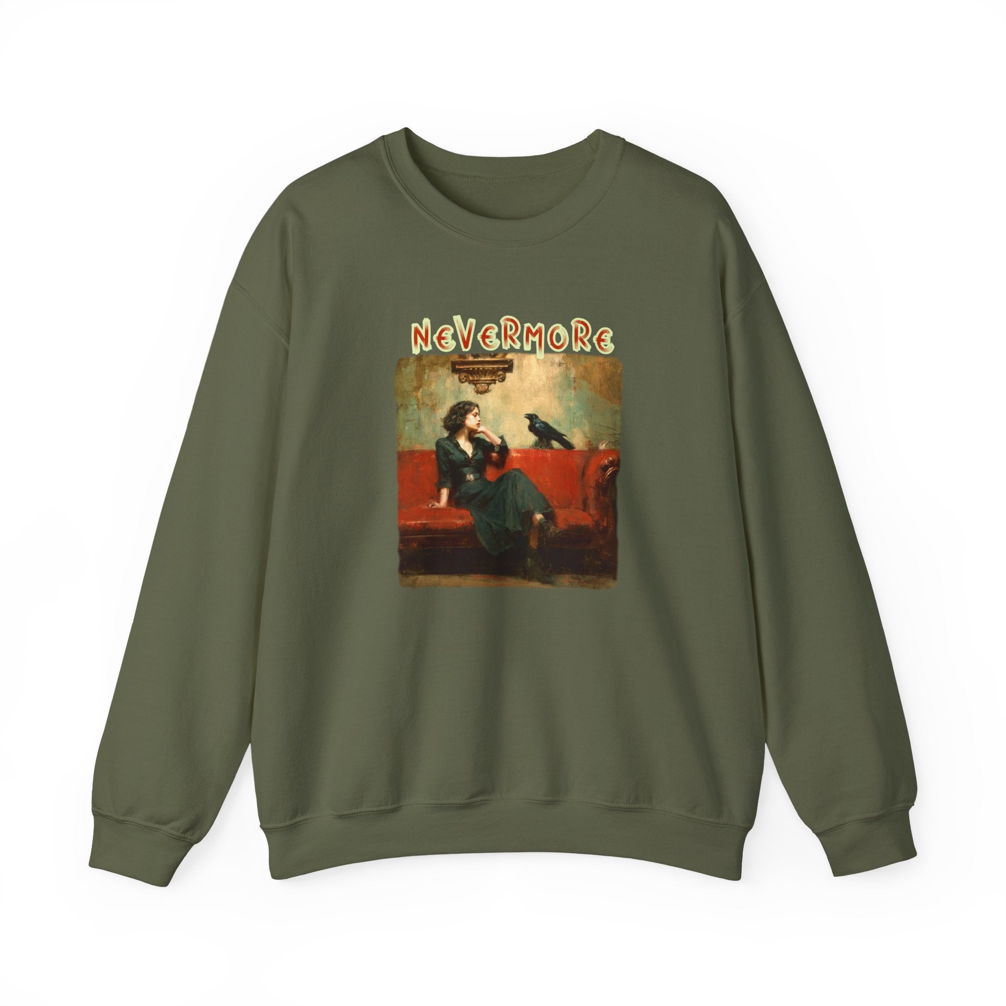 Crewneck Sweatshirt — 'Nevermore' Raven Poe Art Pullover