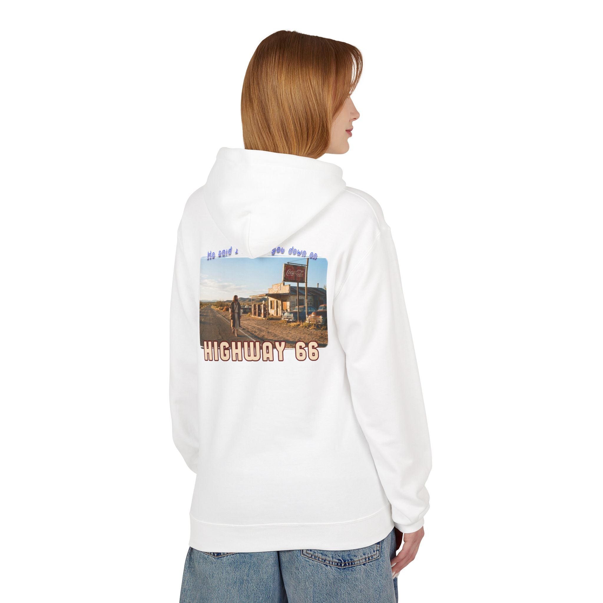 Hoodie — Vintage 'Highway 66' Road Trip on 80?20 cotton blend.