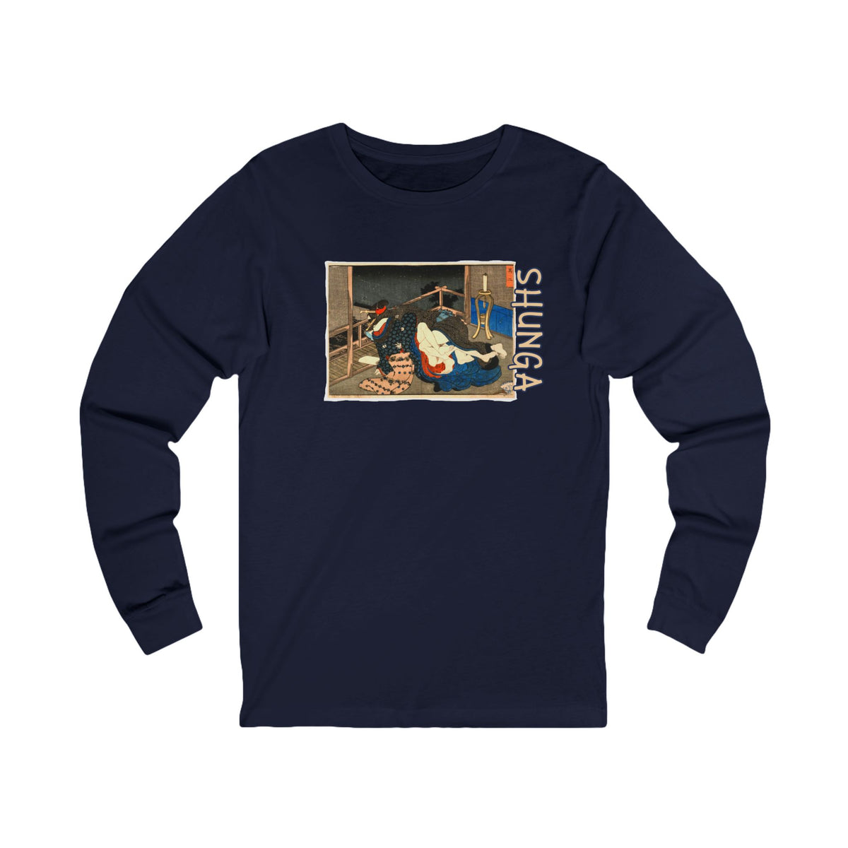 Japanese Shunga Art print on light weight long sleeve cotton T shirt.