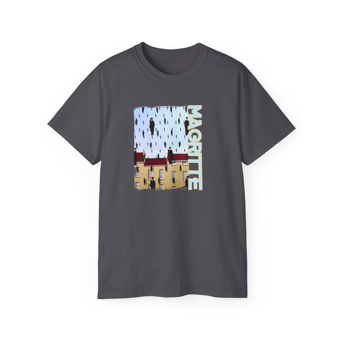 Magritte 'Golconda 1953'  Raining men. Surrealist Art print on  thicker feel soft cotton T shirt.