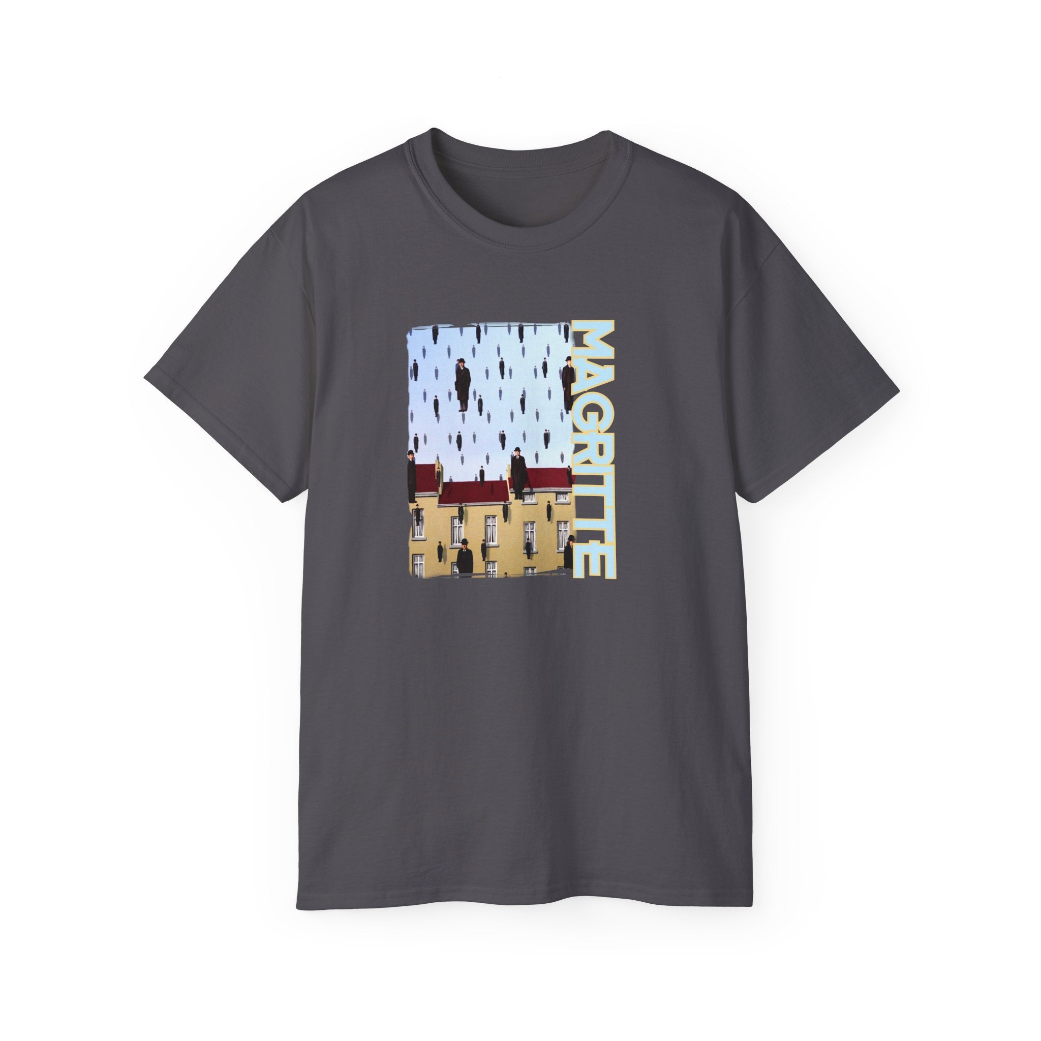 Magritte 'Golconda 1953'  Raining men. Surrealist Art print on  thicker feel soft cotton T shirt.