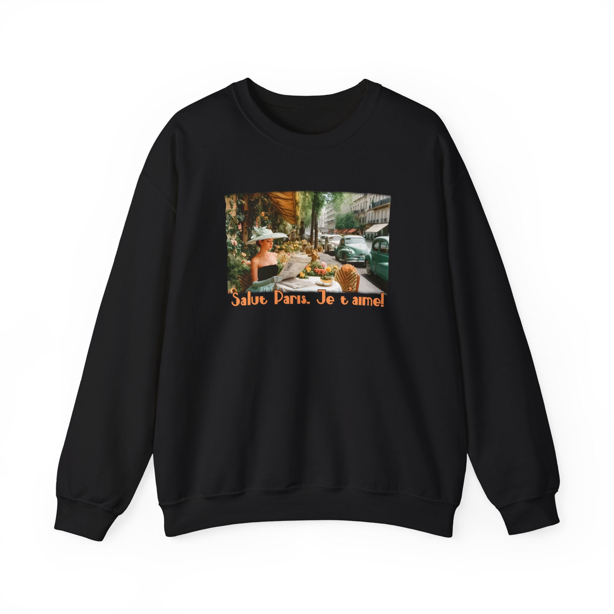 Vintage Paris Café Sweatshirt — "Salut Paris. Je t'aime" Retro Art print Crewneck