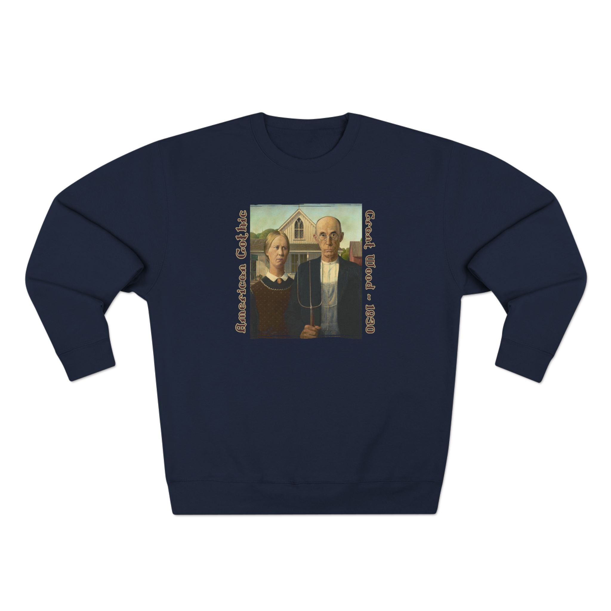 'American Gothic' cotton-rich blend medium heavy Crewneck Sweatshirt – Vintage Grant Wood Art print
