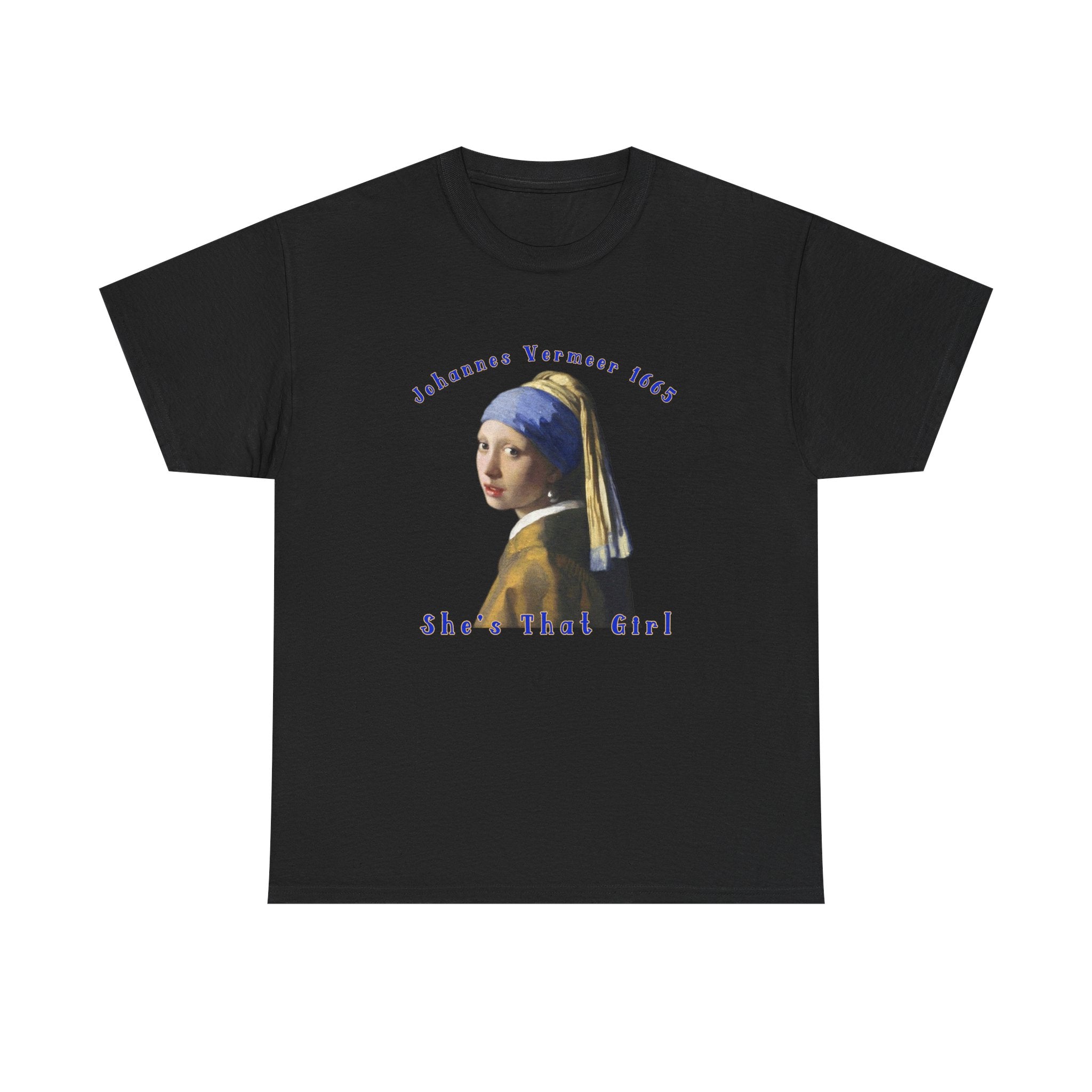 100% Cotton T Shirt with Girl with a Pearl Earring Art print.