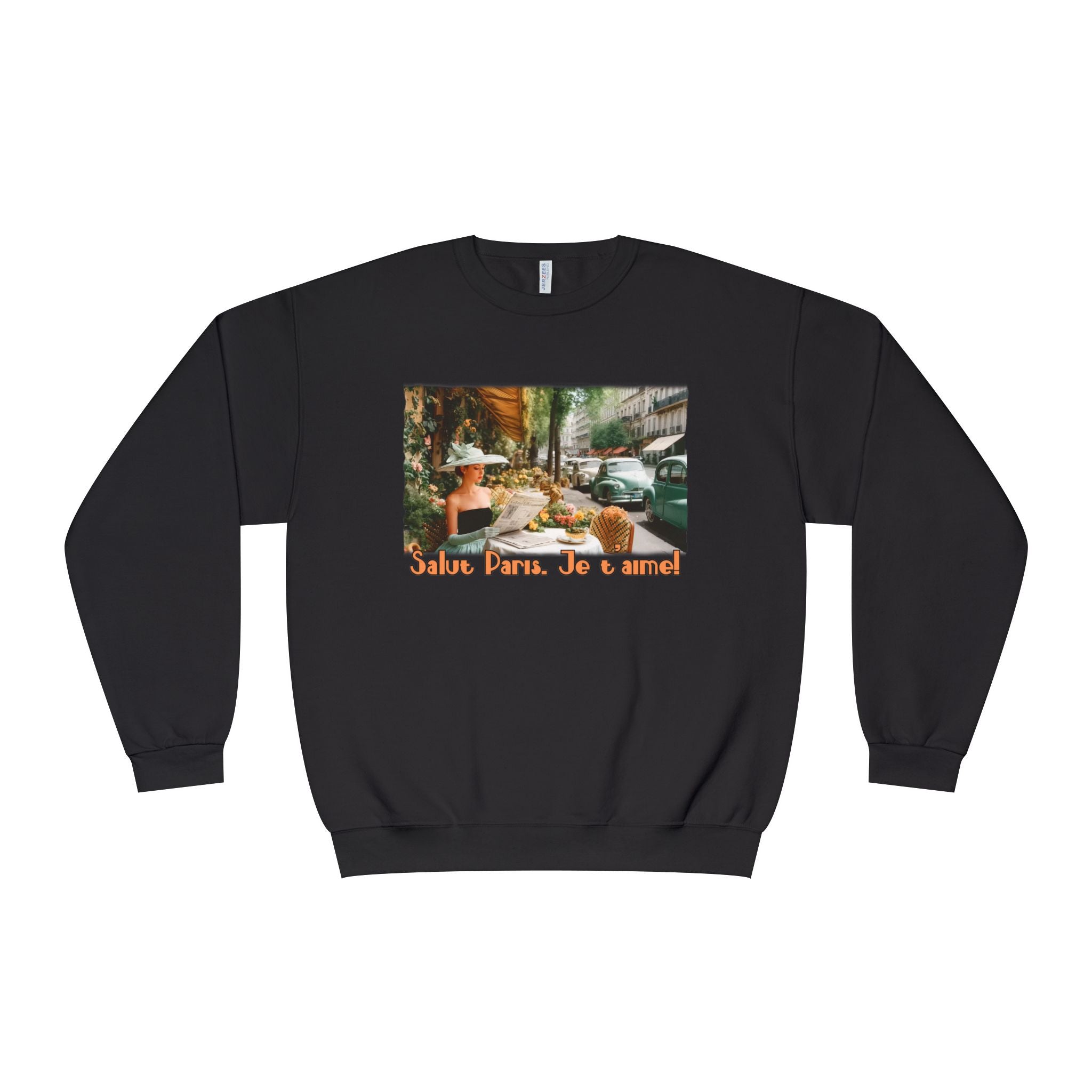 Paris Cafe Vintage Crewneck Blend Sweatshirt - "Salut Paris, Je t'aime" Art print