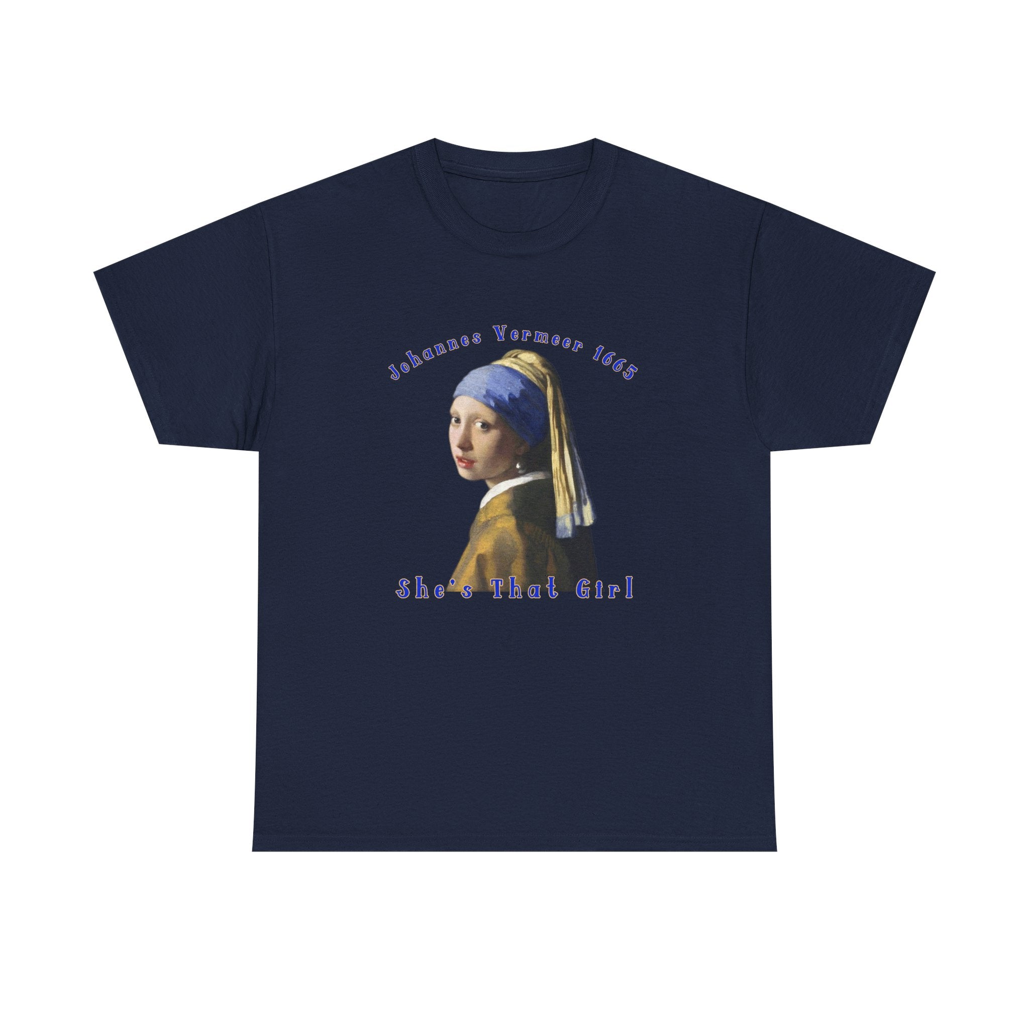 100% Cotton T Shirt with Girl with a Pearl Earring Art print.