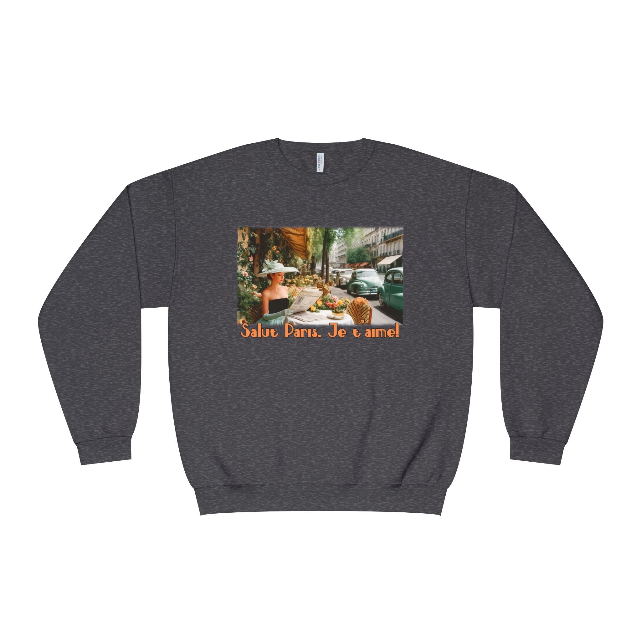 Paris Cafe Vintage Crewneck Blend Sweatshirt - "Salut Paris, Je t'aime" Art print