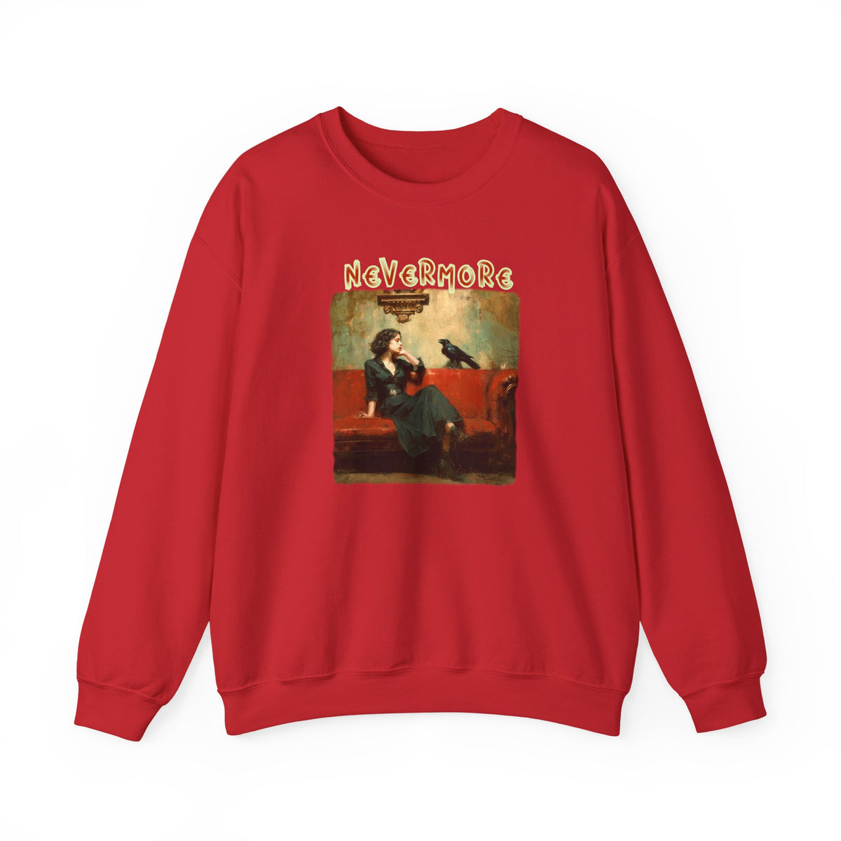 "Nevermore" by Edgar Alan Poe - 50/50 blend Crewneck Sweatshirt with Art print.