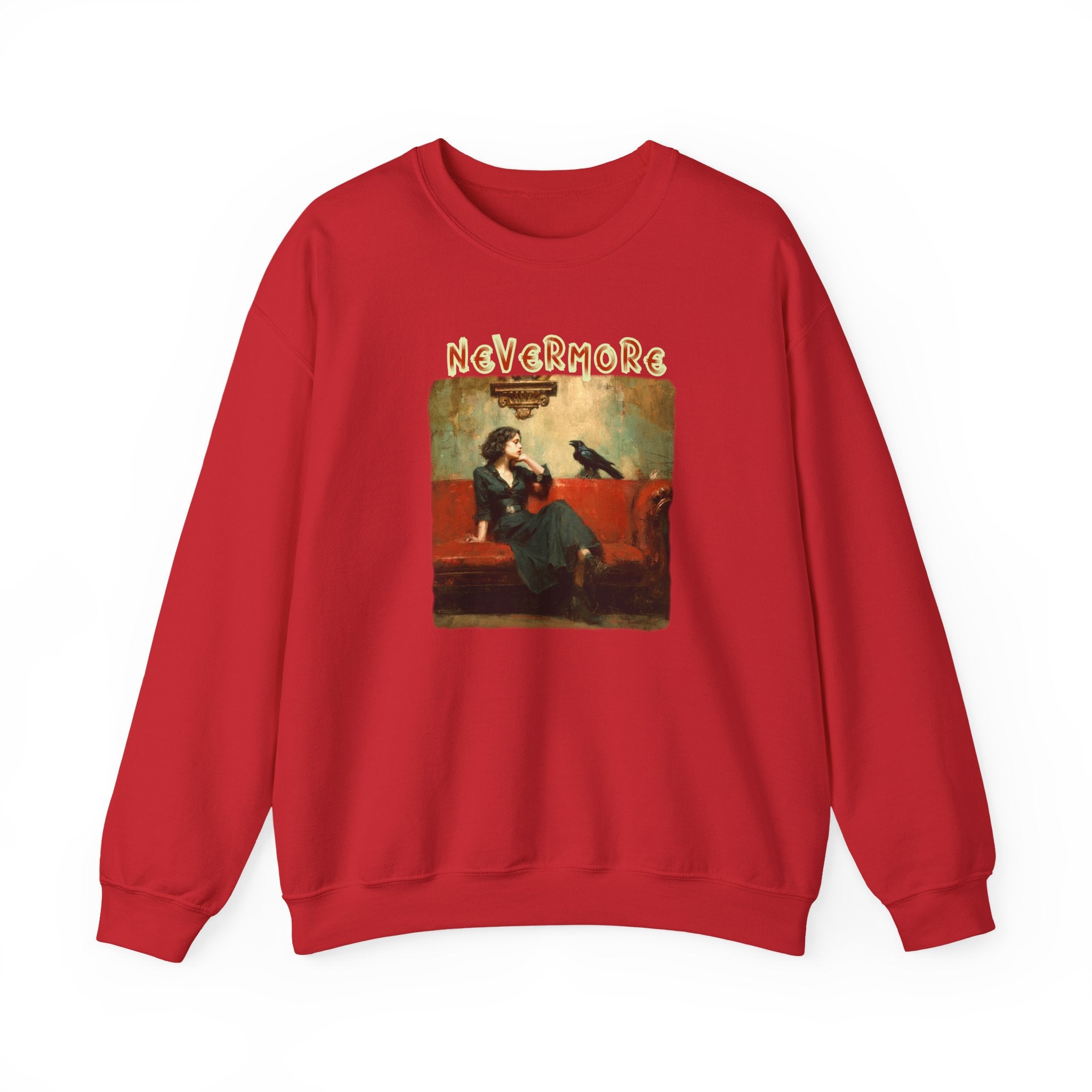 "Nevermore" by Edgar Alan Poe - 50/50 blend Crewneck Sweatshirt with Art print.