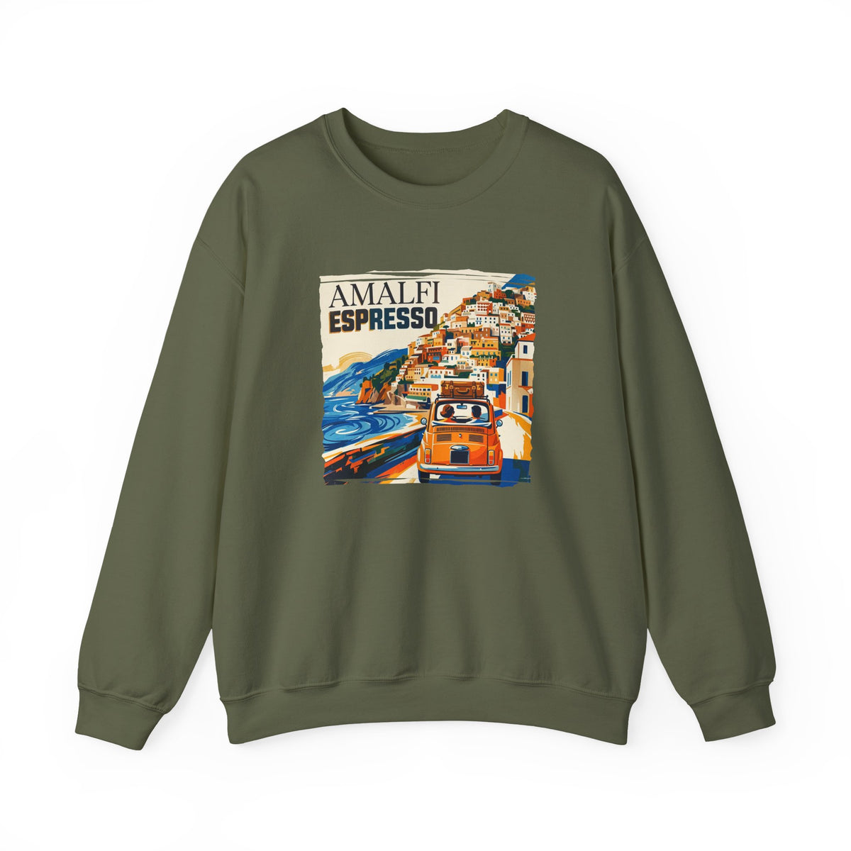 'Amalfi Espresso' Art print on midweight Medium heavy 50/50 blend Sweatshirt