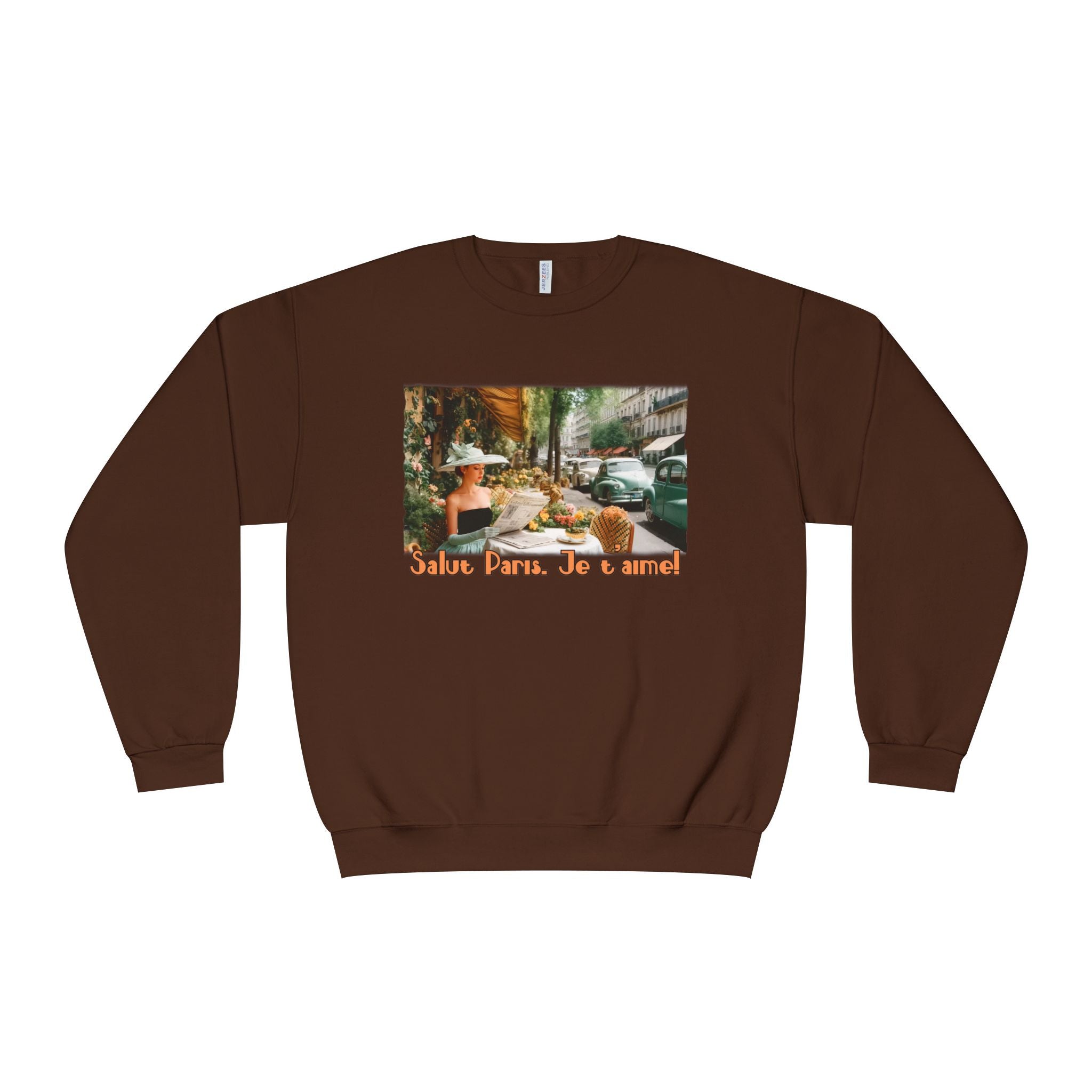 Paris Cafe Vintage Crewneck Blend Sweatshirt - "Salut Paris, Je t'aime" Art print