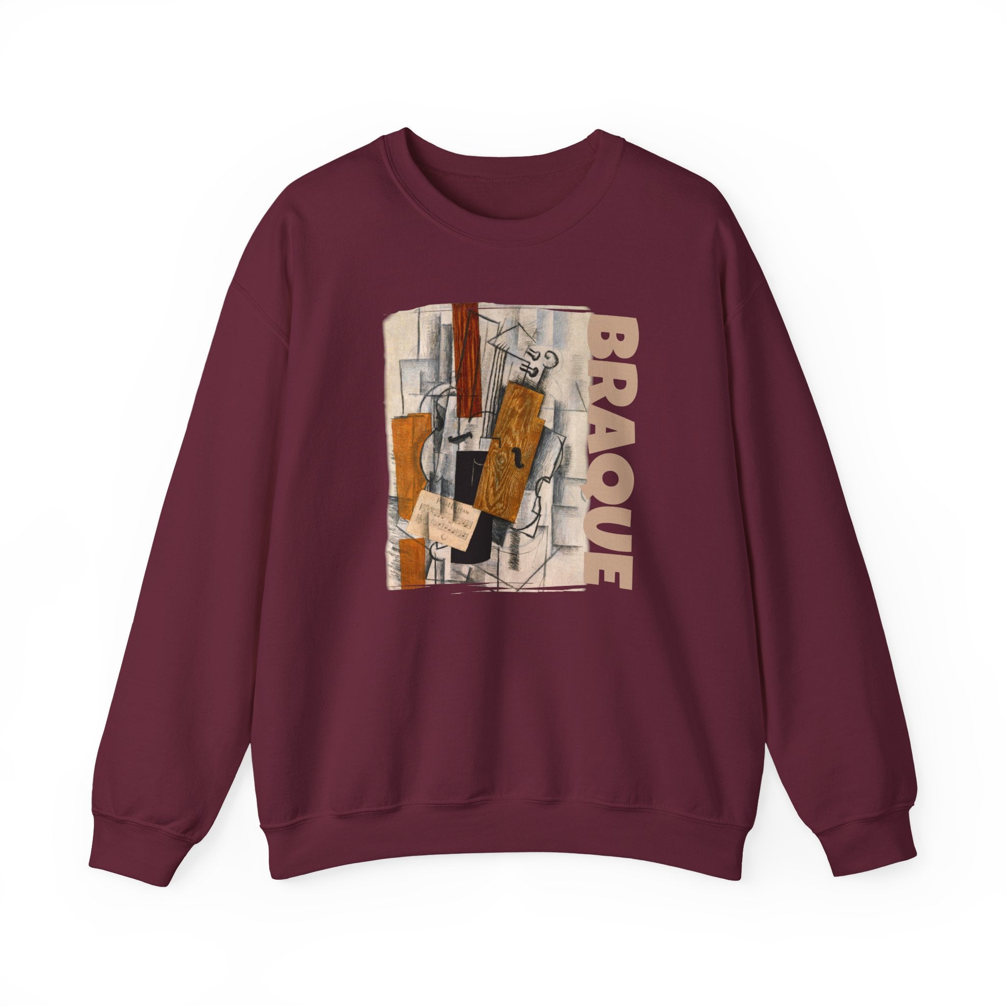 Georges Braque cubist Art print on Crewneck Sweatshirt.Medium heavy blend for easy care warmth and durability.