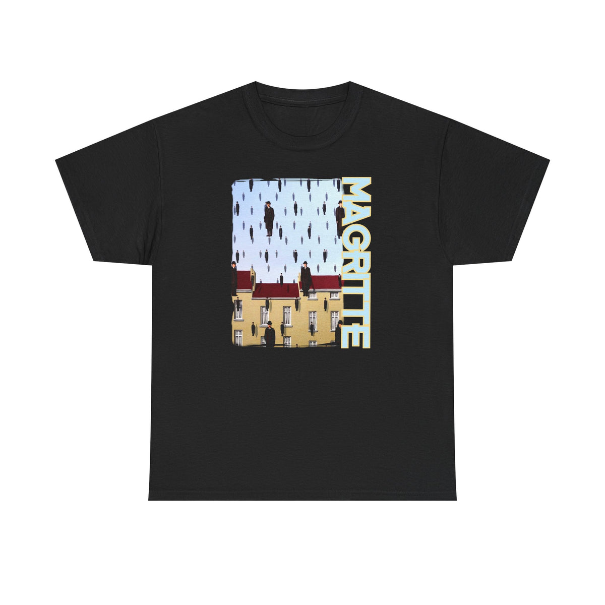 Magritte 'Golconda' Art print on 100% heavy cotton T shirt.
