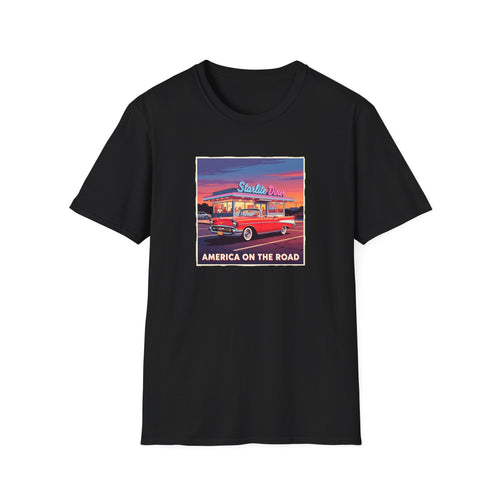 "America on the Road" Vintage Car Tee on 100% lightweight cotton