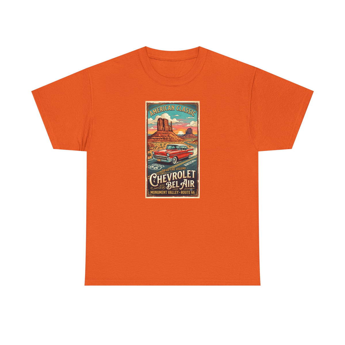 Vintage Chevrolet Bel Air poster Art print on  medium weight 100% cotton T shirt.