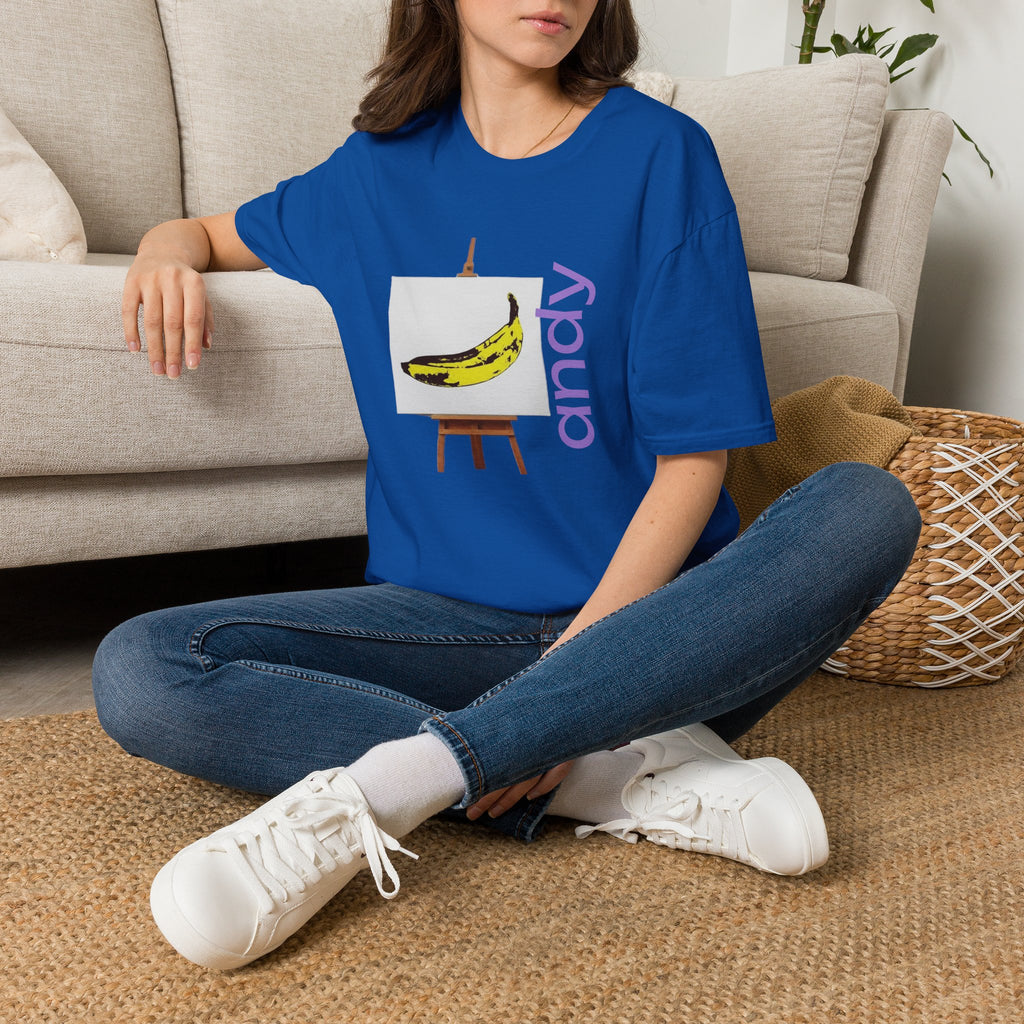 Warhol and the Velvet Underground Pop Art print on unisex Cotton T shirt with ribbed collar.