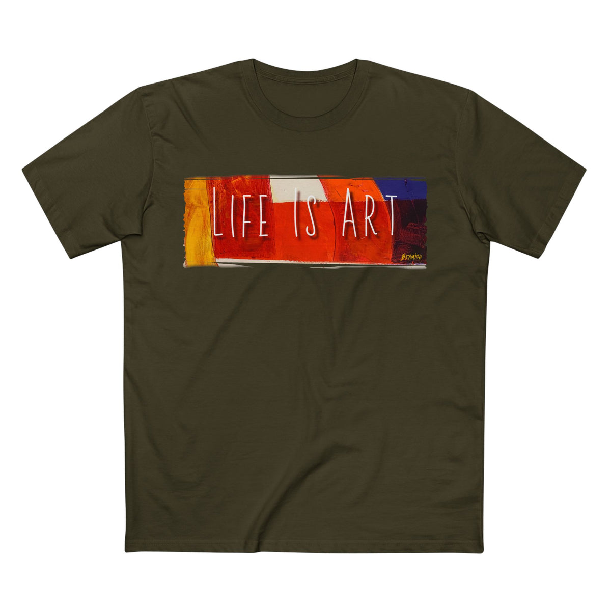 T-shirt en coton peigné prérétréci avec motif imprimé "La vie est un art".