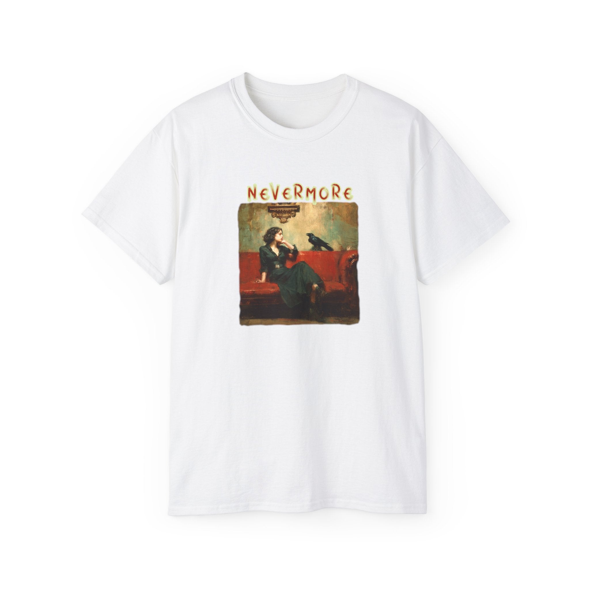 'Nevermore' Raven T-shirt — Edgar Allan Poe. Soft thick cotton Art print T-Shirt