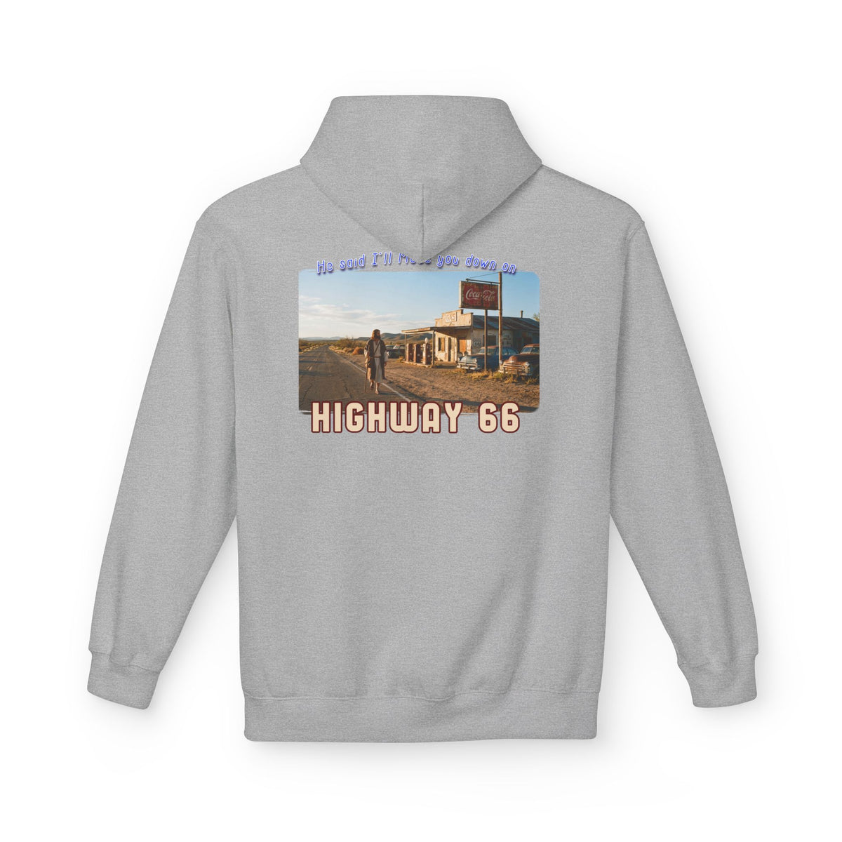Sweat à capuche — « Highway 66 » vintage pour road trip sur un mélange de coton 80/20.