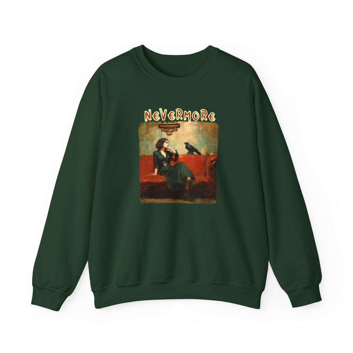 "Nevermore" by Edgar Alan Poe - 50/50 blend Crewneck Sweatshirt with Art print.