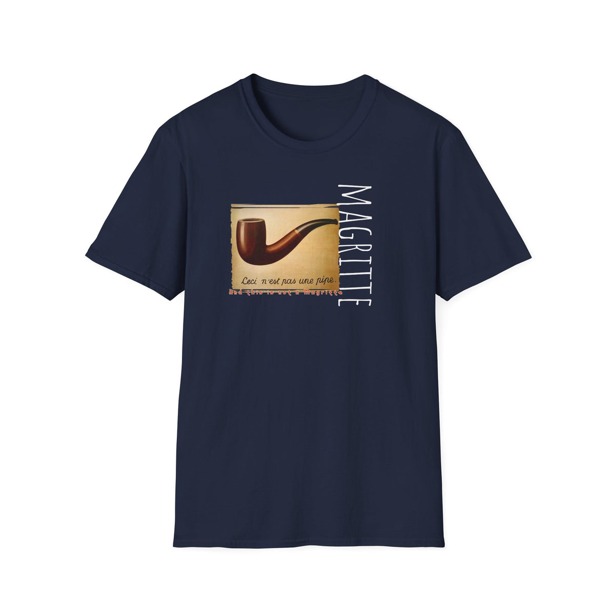 “This is not a Pipe” Surrealist style Art print by Rene Magritte on light weight cotton crew neck T shirt