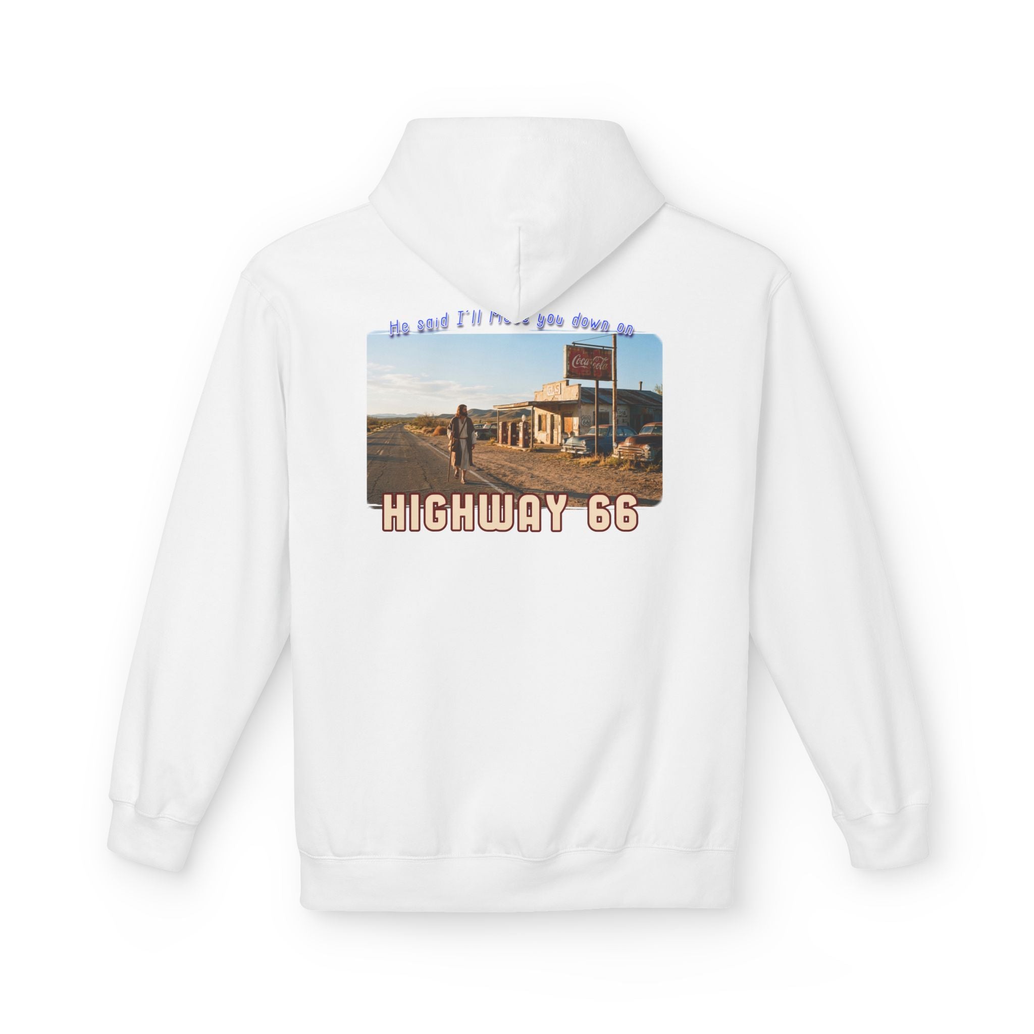 Hoodie — Vintage 'Highway 66' Road Trip on 80?20 cotton blend.