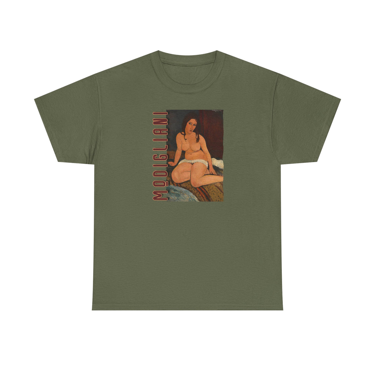 Modigliani nude on Unisex Heavy Cotton Tshirt which I'm sure he'd be pissed at!