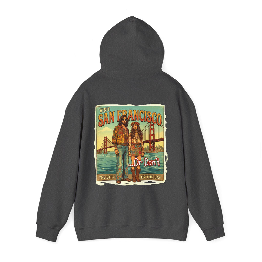 - 'Visit San Francisco' Retro Travel hoodie with Art print.