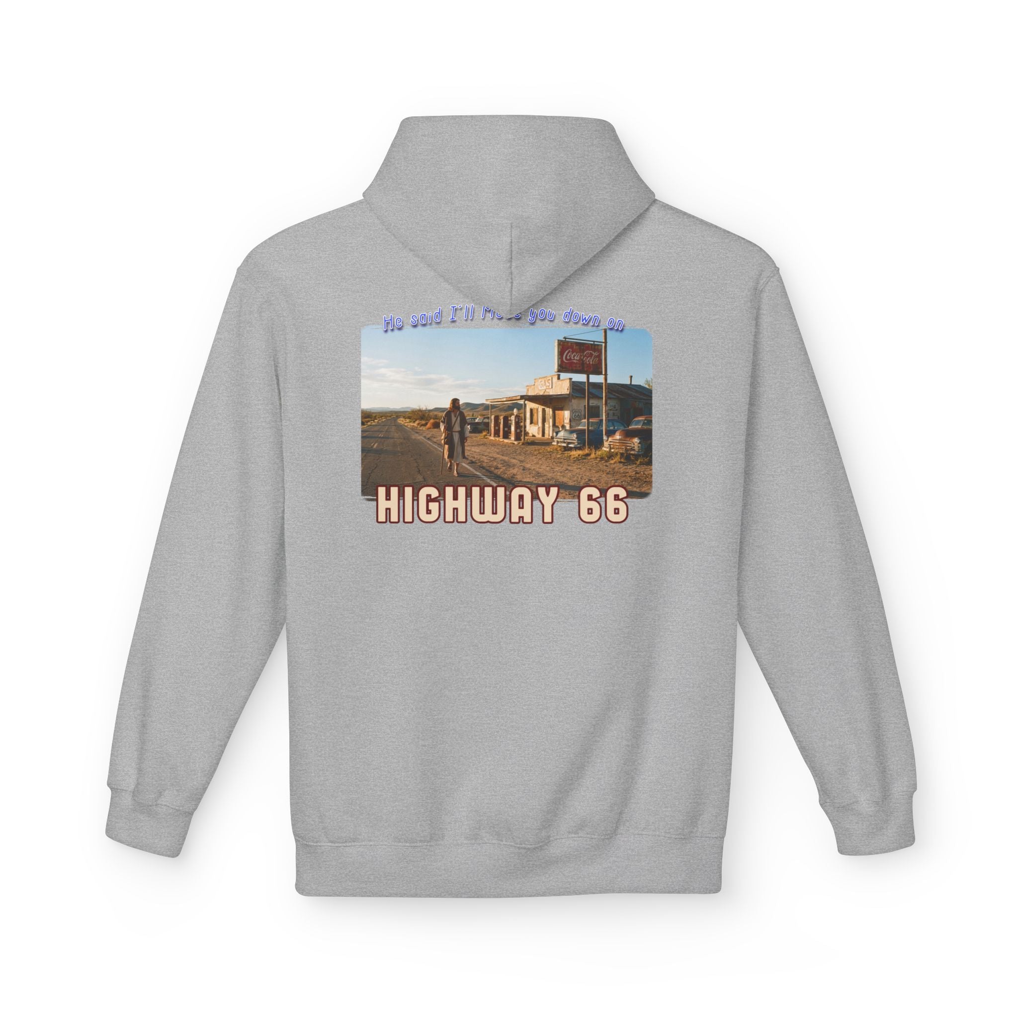 Hoodie — Vintage 'Highway 66' Road Trip on 80?20 cotton blend.