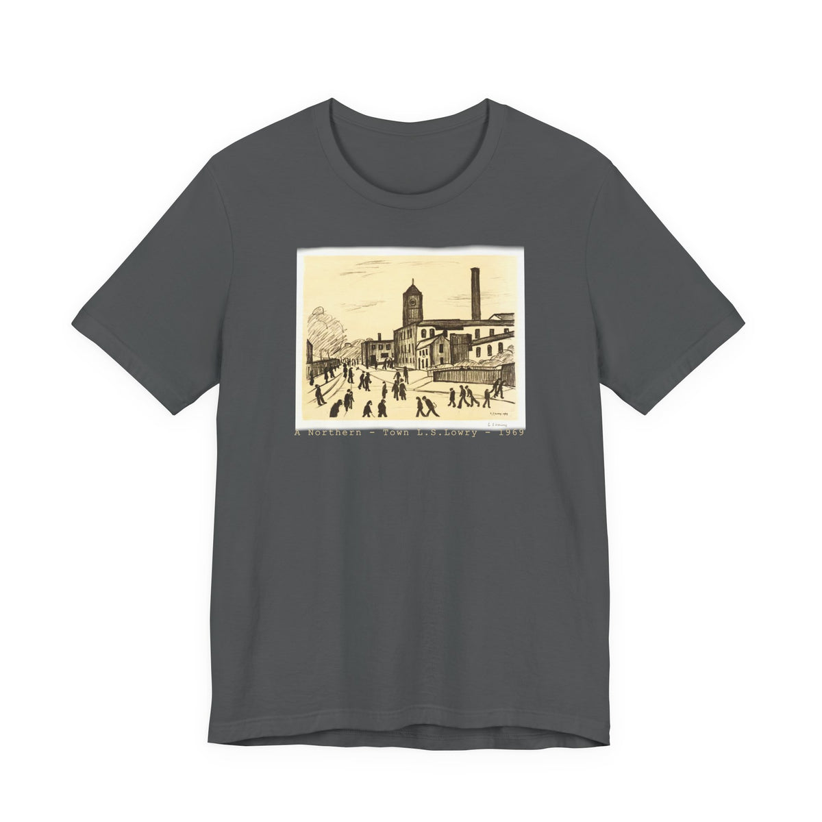 A Northern Town. Art print of L S Lowry on 100% lightweight cotton T shirt.