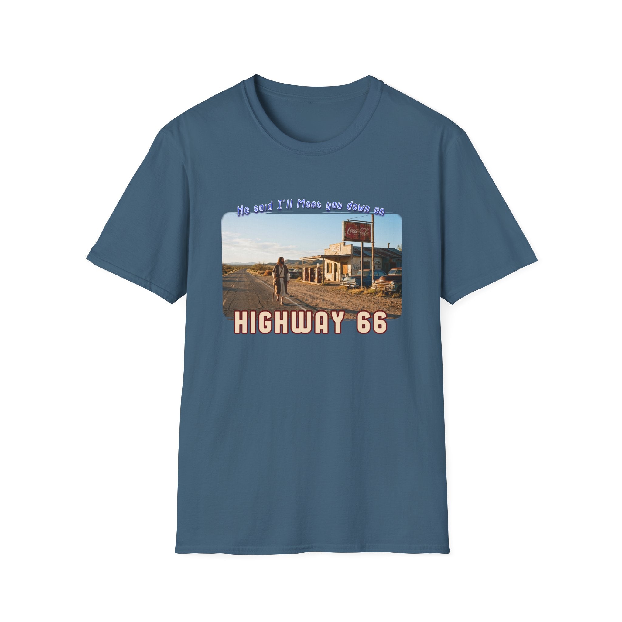 The King on Highway 66 Art print on Lightweight cotton T-Shirt