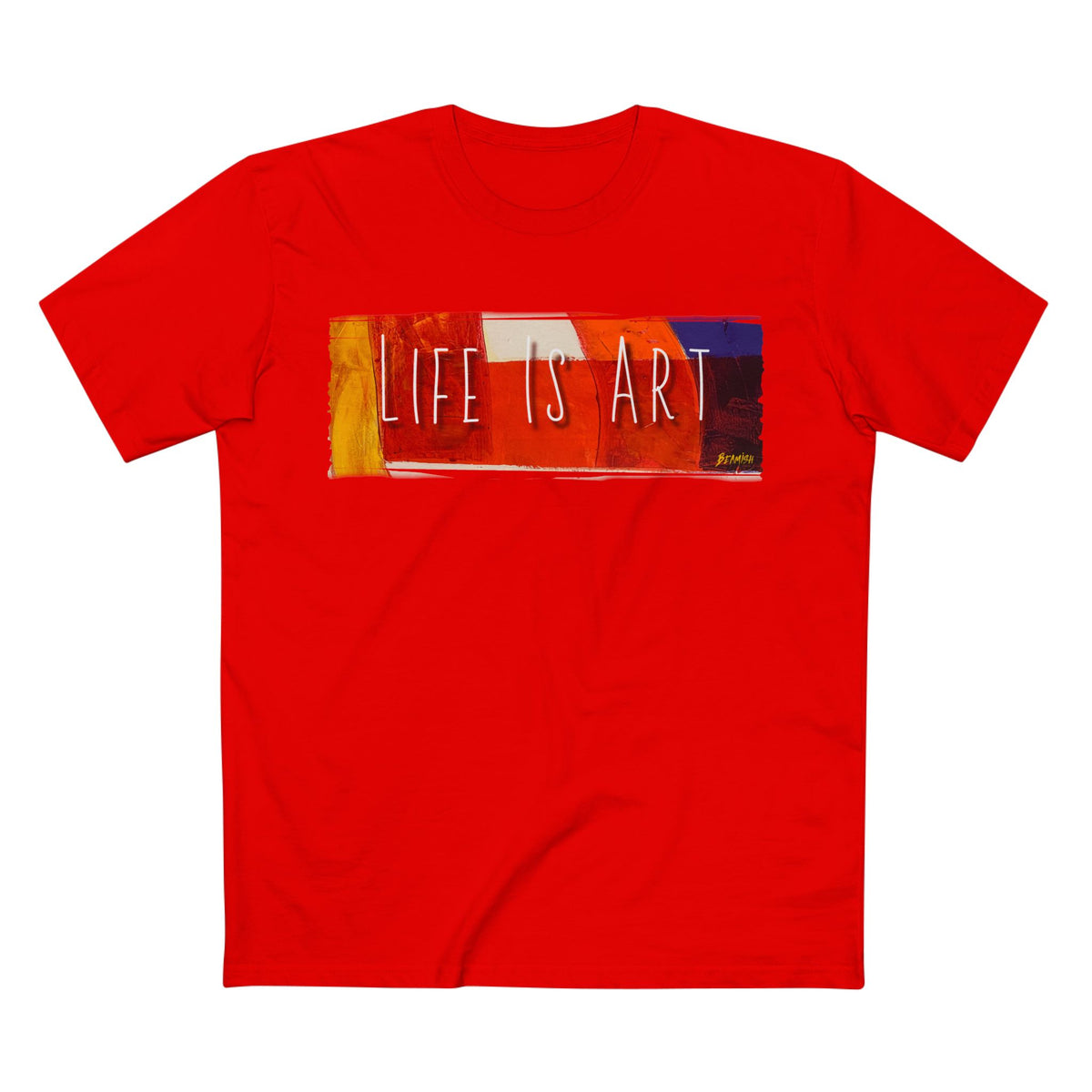 T-shirt en coton peigné prérétréci avec motif imprimé "La vie est un art".