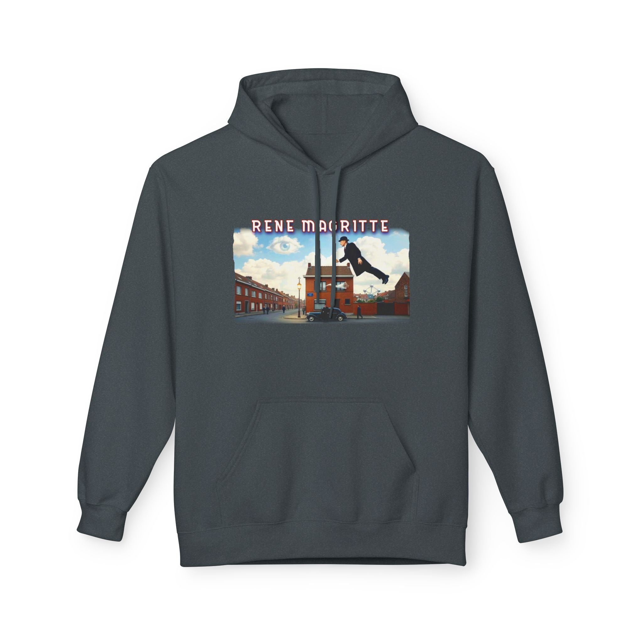 Rene Magritte "Flying Home" surrealist Art print on midweight fleece hoodie.
