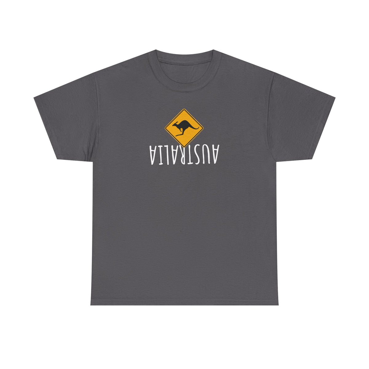 Australian Kangaroo Art Print on100% Heavy Cotton T Shirt with upside down text
