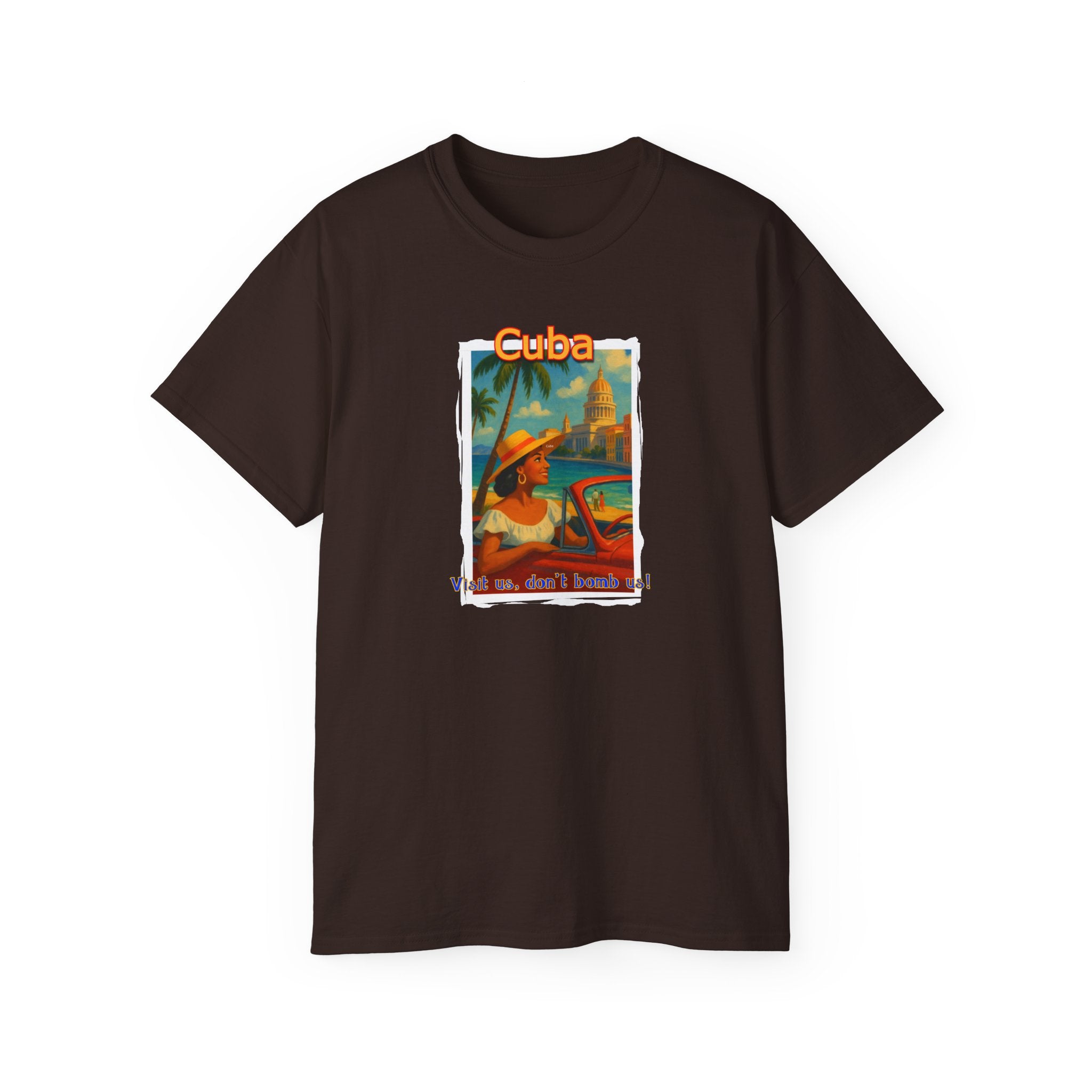 Mid weight cotton T shirt - "Cuba" Vintage Travel Poster Art print
