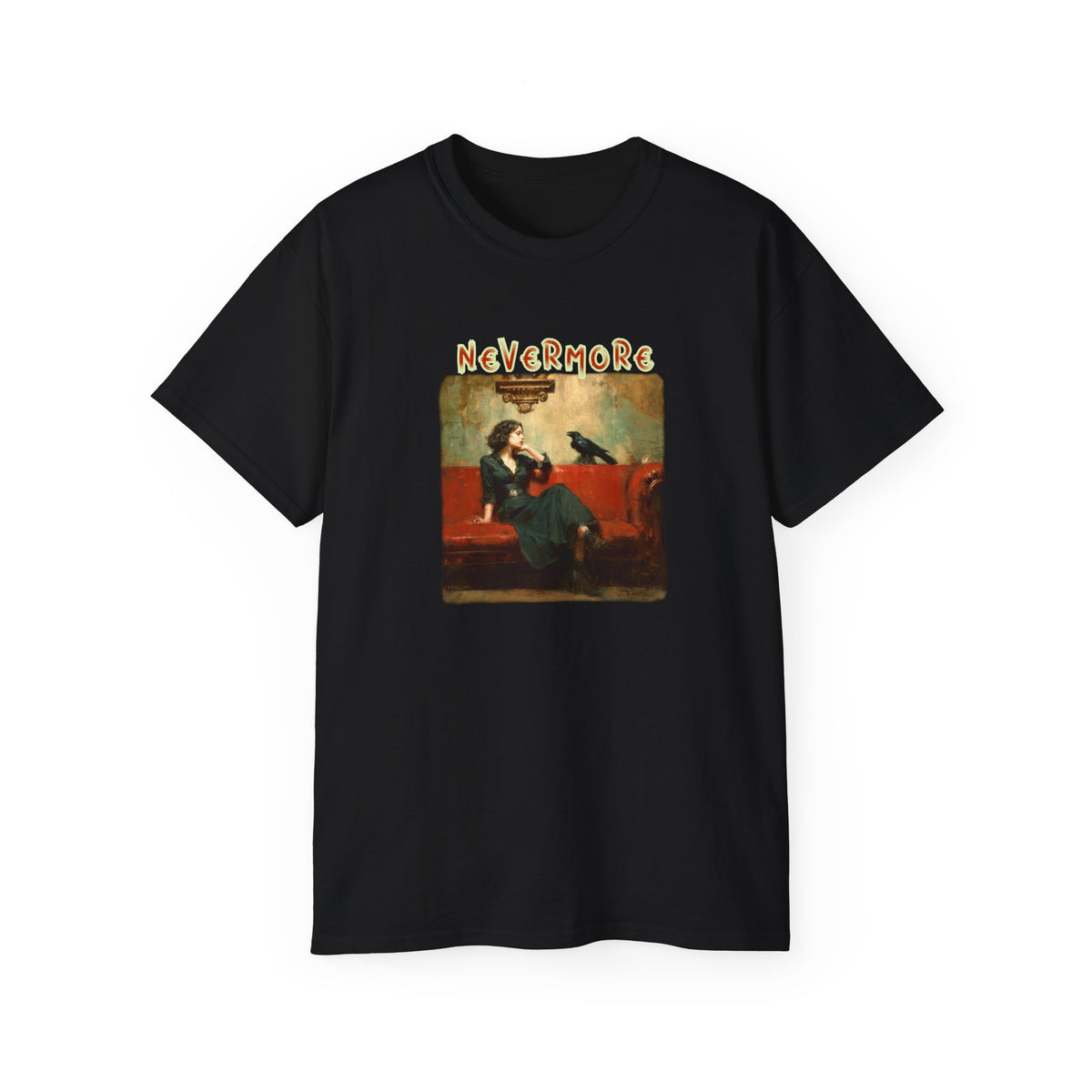 'Nevermore' Raven T-shirt — Edgar Allan Poe. Soft thick cotton Art print T-Shirt