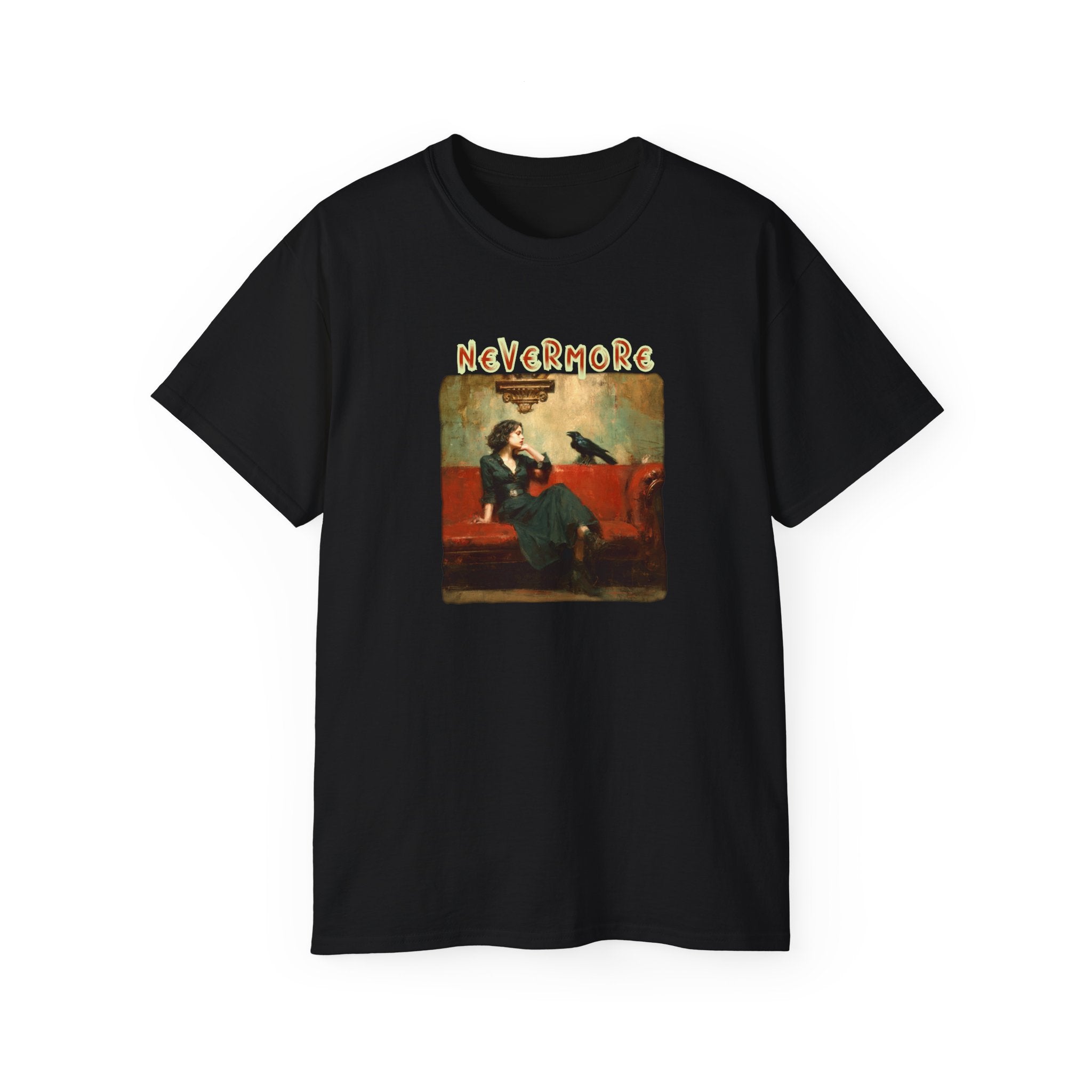 'Nevermore' Raven T-shirt — Edgar Allan Poe. Soft thick cotton Art print T-Shirt
