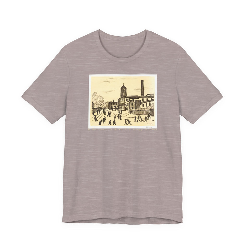 A Northern Town. Art print of L S Lowry on 100% lightweight cotton T shirt.