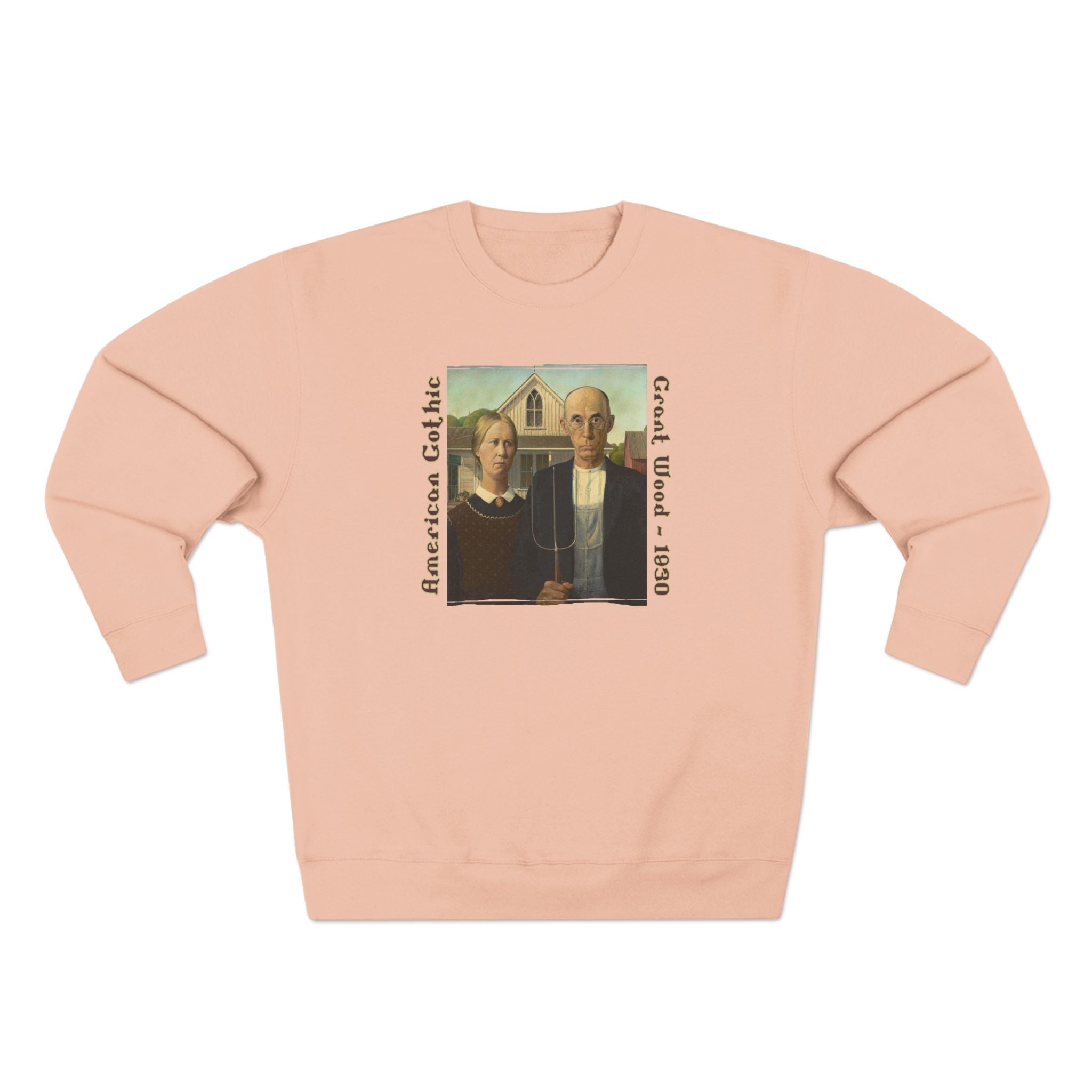 'American Gothic' cotton-rich blend medium heavy Crewneck Sweatshirt – Vintage Grant Wood Art print