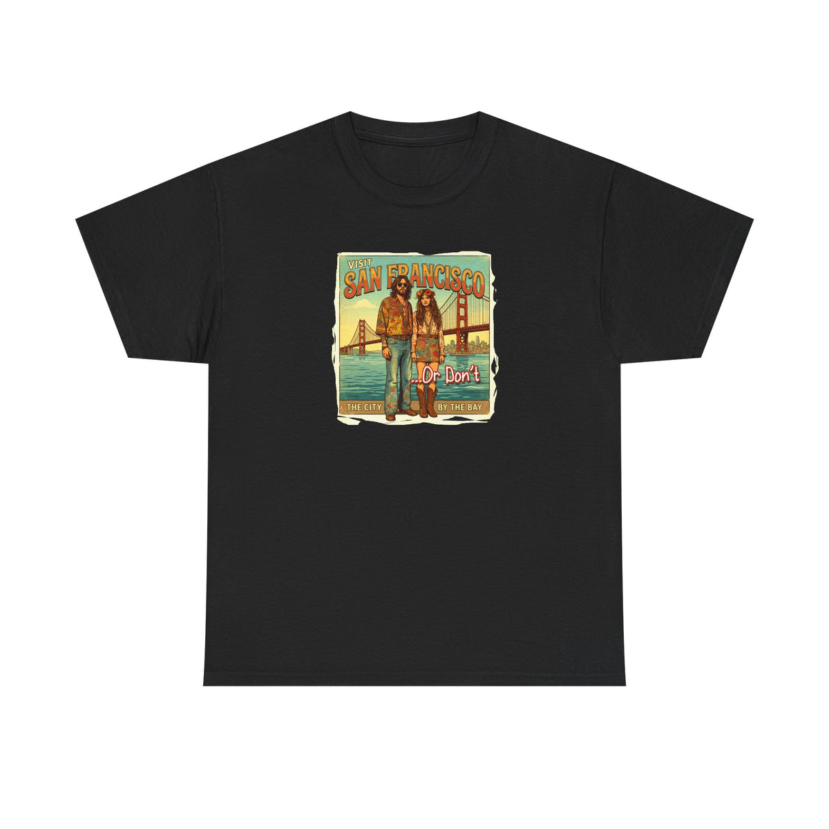 T-shirt 100 % coton de poids moyen, motif vintage « Visit San Francisco » « Ou pas ».