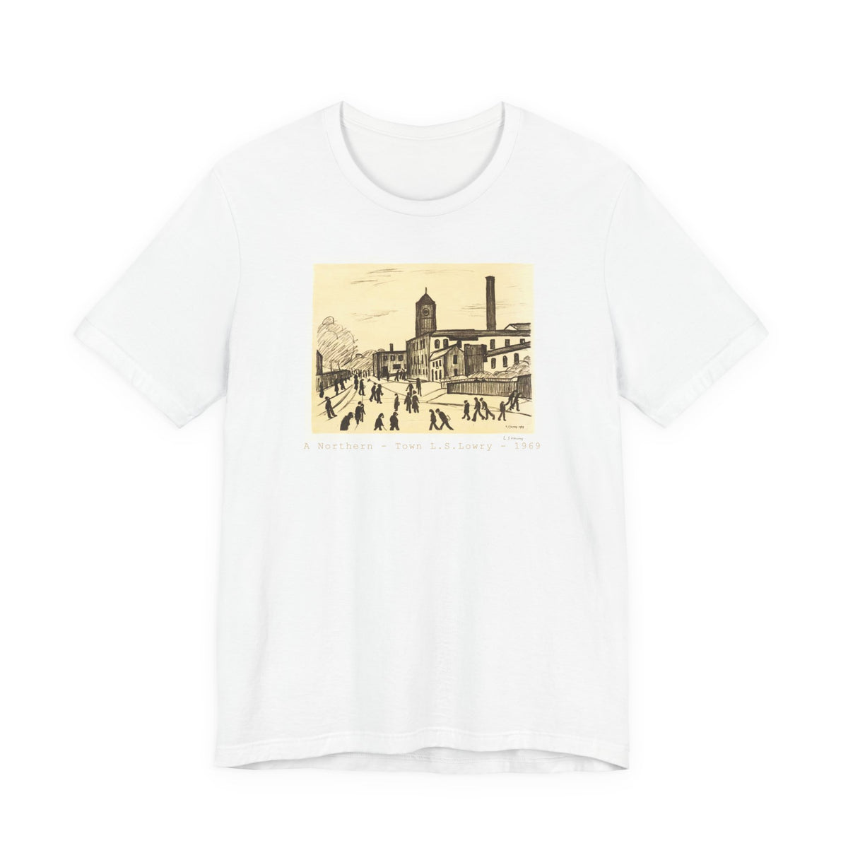 A Northern Town. Art print of L S Lowry on 100% lightweight cotton T shirt.