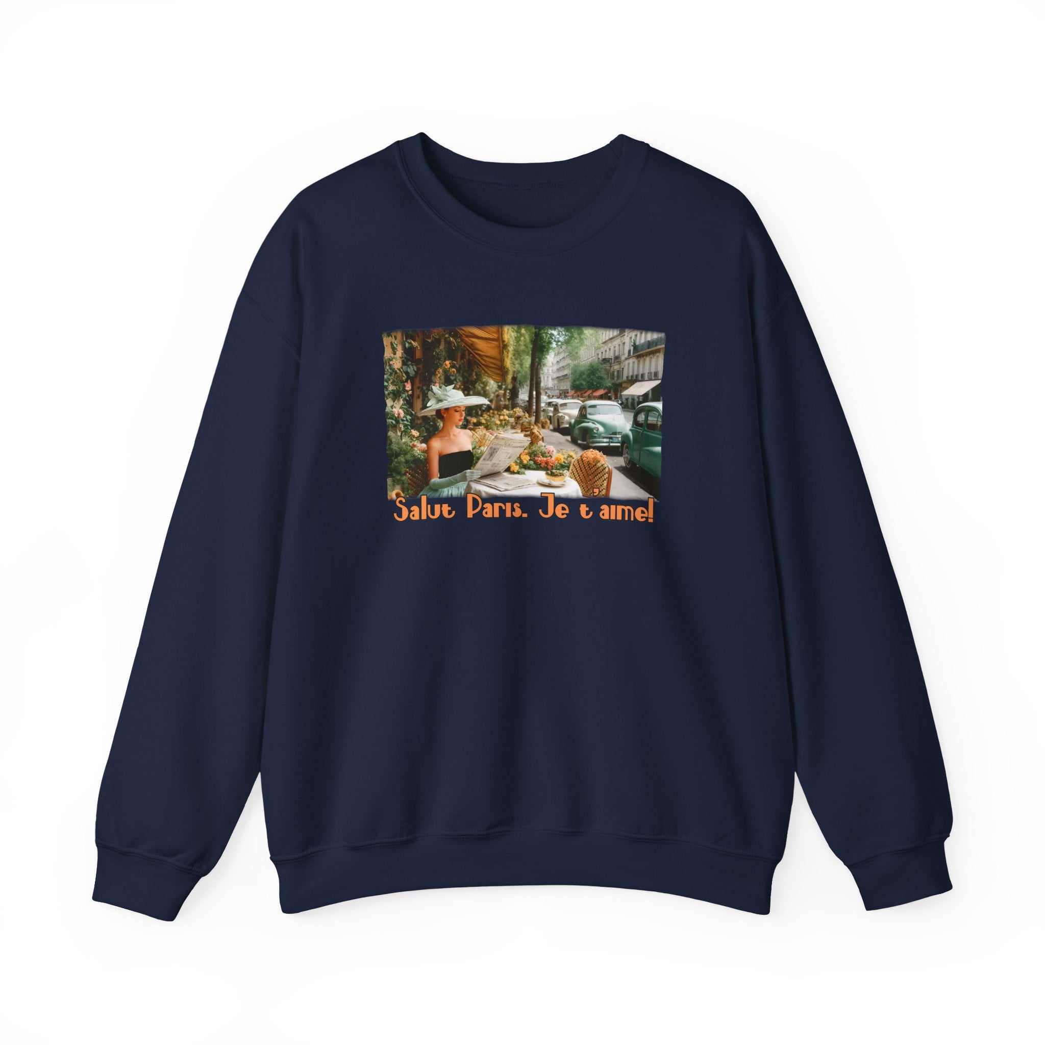 Vintage Paris Café Sweatshirt — "Salut Paris. Je t'aime" Retro Art print Crewneck