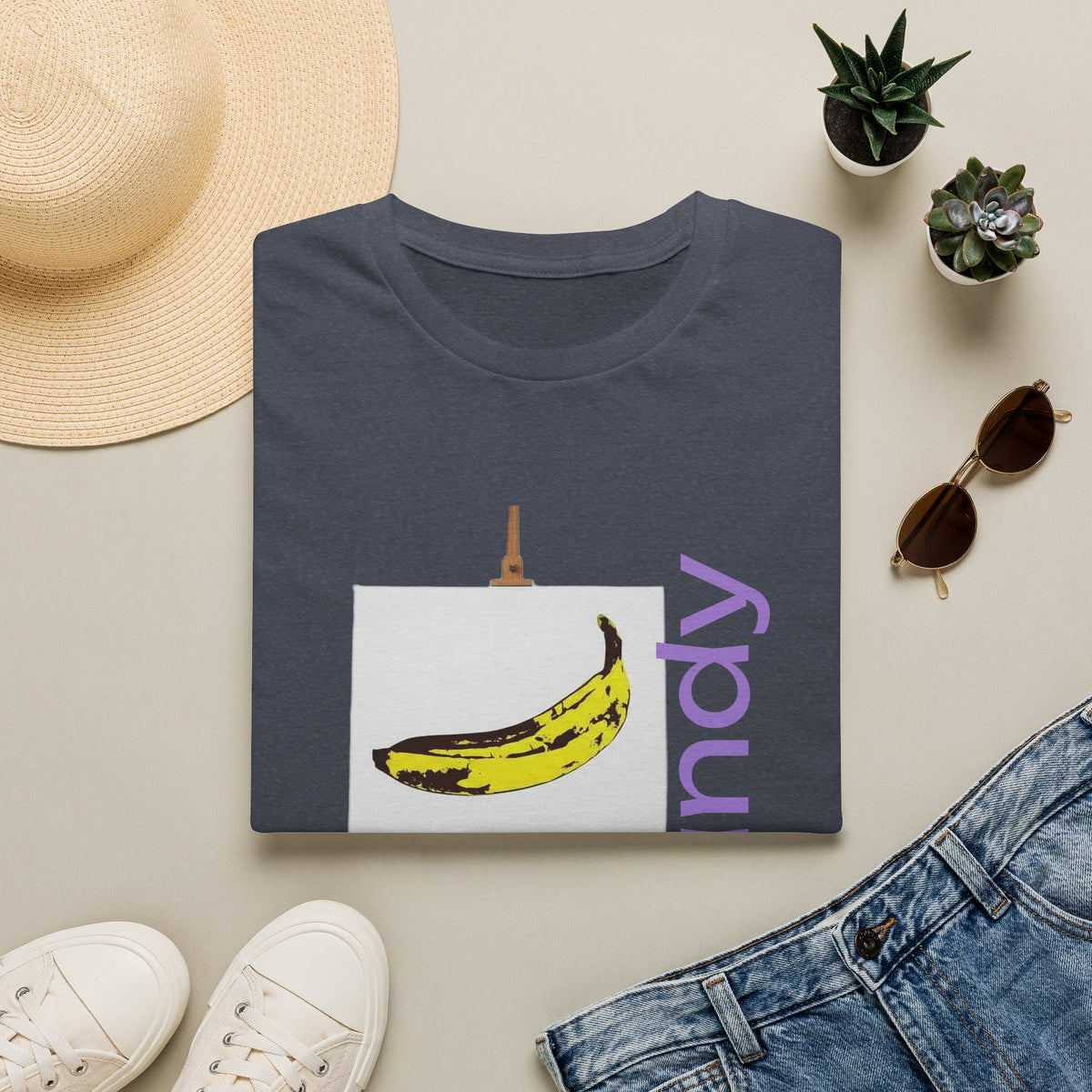 Warhol and the Velvet Underground Pop Art print on unisex Cotton T shirt with ribbed collar.