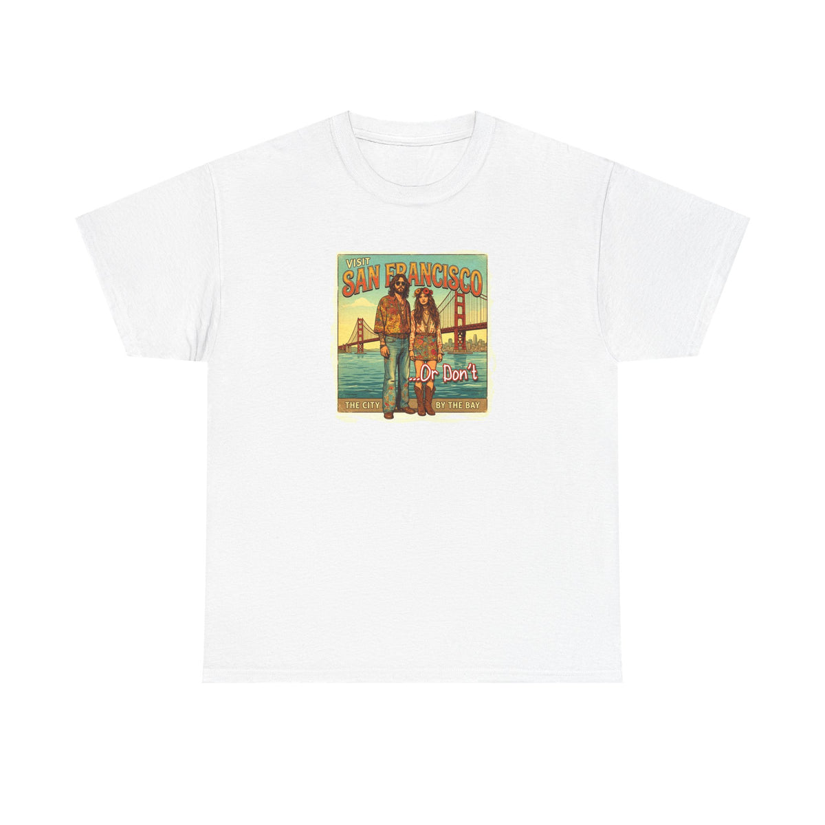 T-shirt 100 % coton de poids moyen, motif vintage « Visit San Francisco » « Ou pas ».
