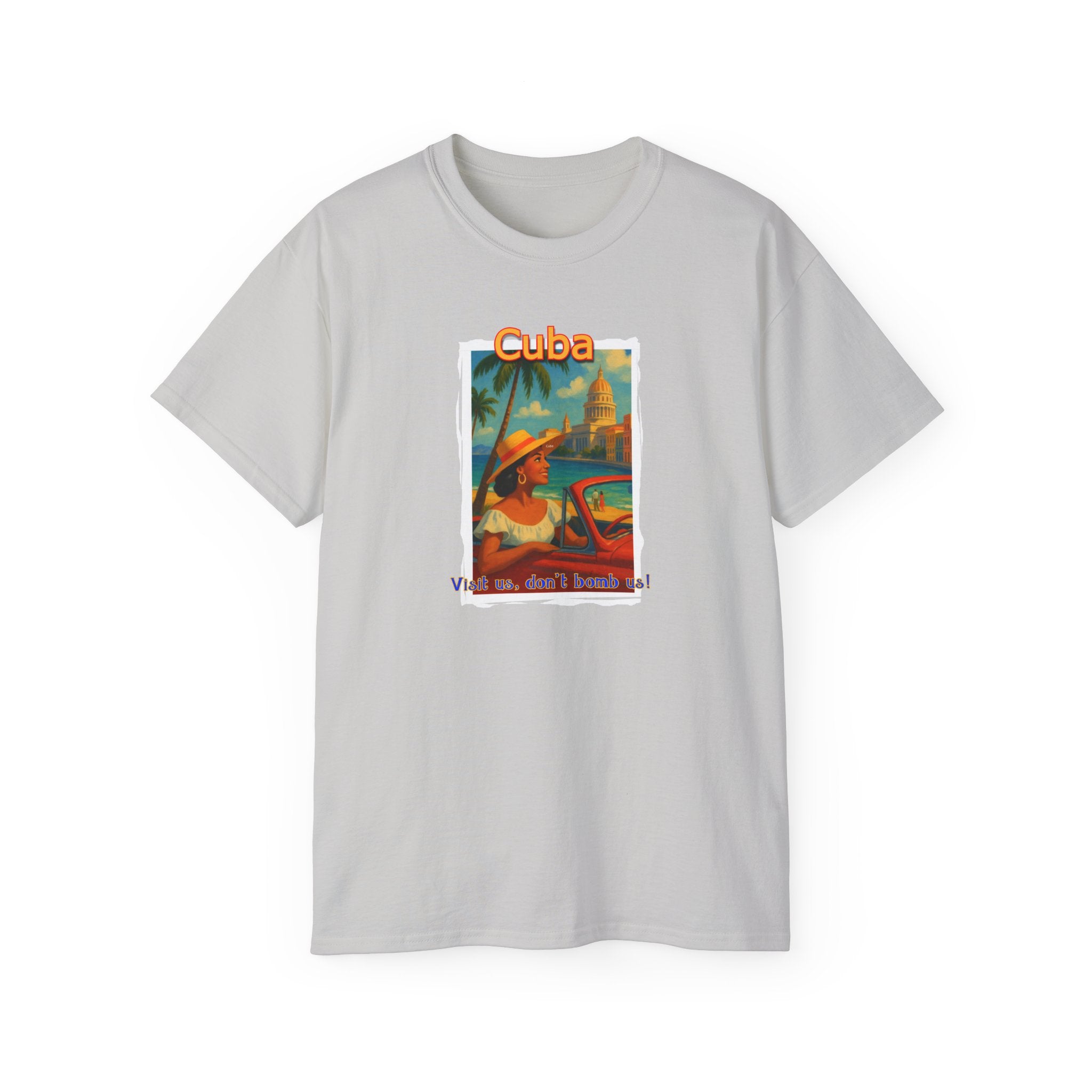 Mid weight cotton T shirt - "Cuba" Vintage Travel Poster Art print