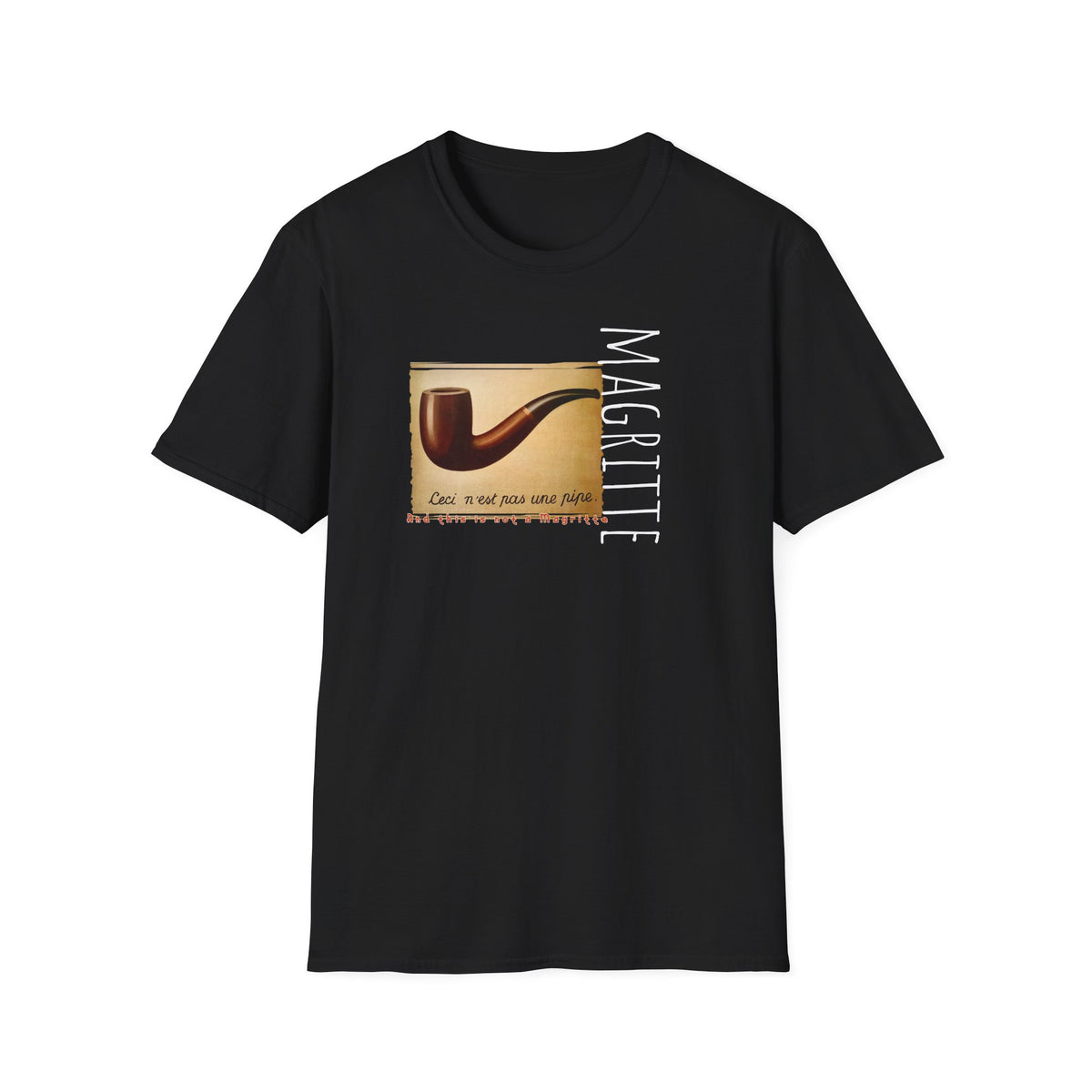 “This is not a Pipe” Surrealist style Art print by Rene Magritte on light weight cotton crew neck T shirt