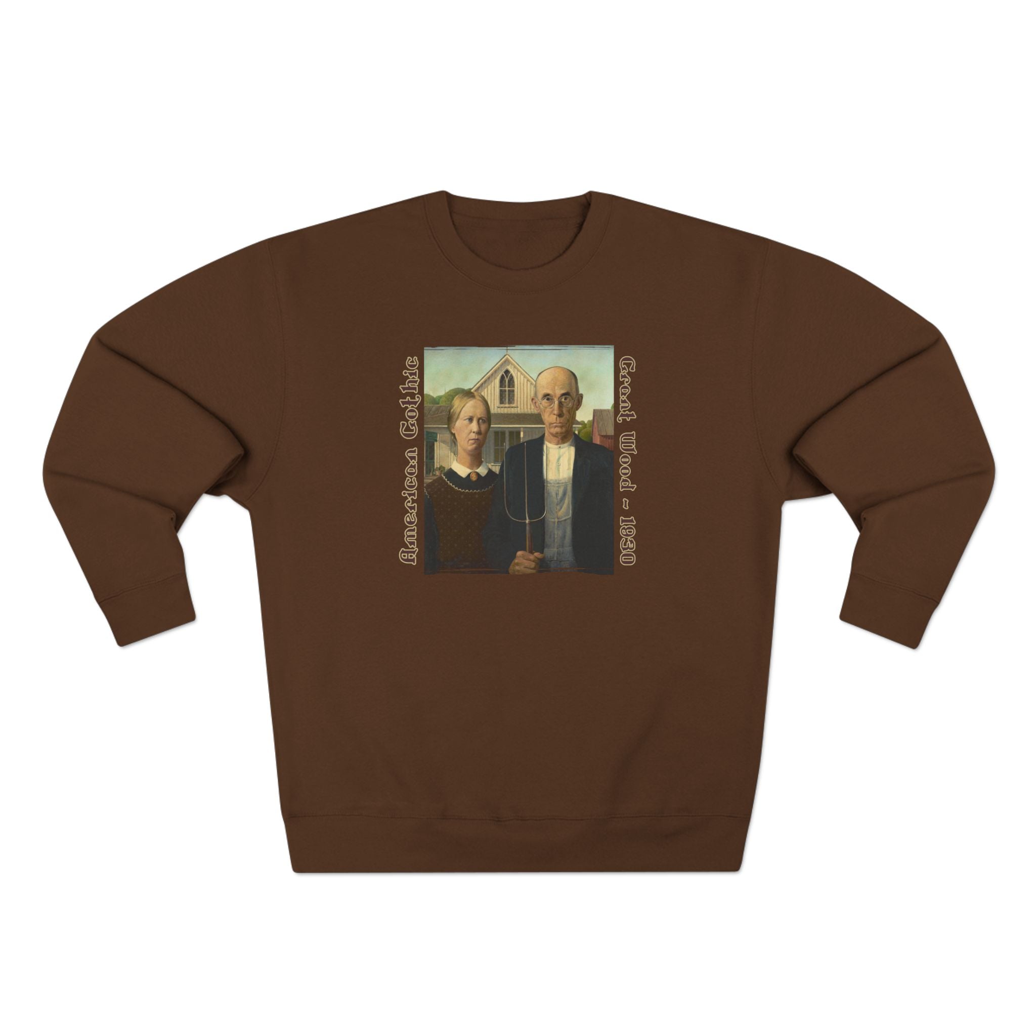 'American Gothic' cotton-rich blend medium heavy Crewneck Sweatshirt – Vintage Grant Wood Art print